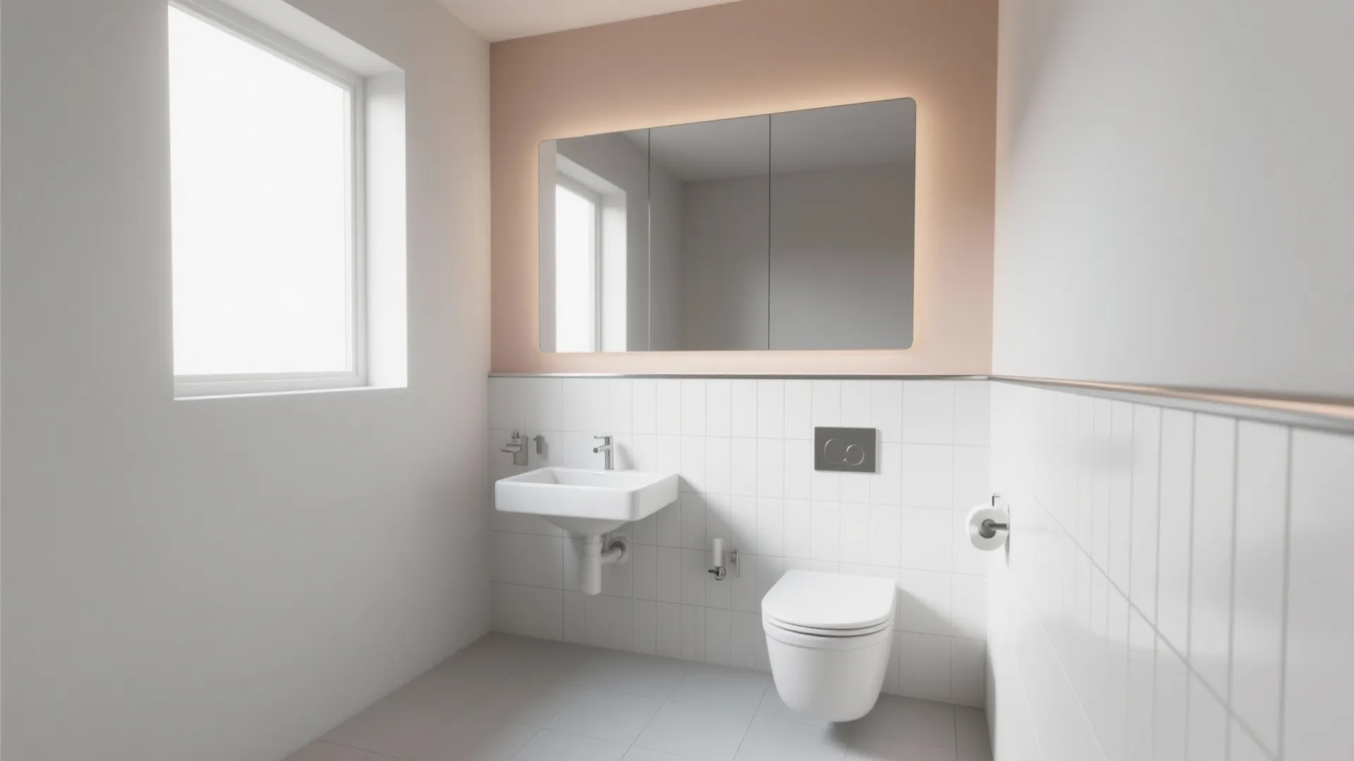 Minimalist Half-Wall Tile Wainscoting