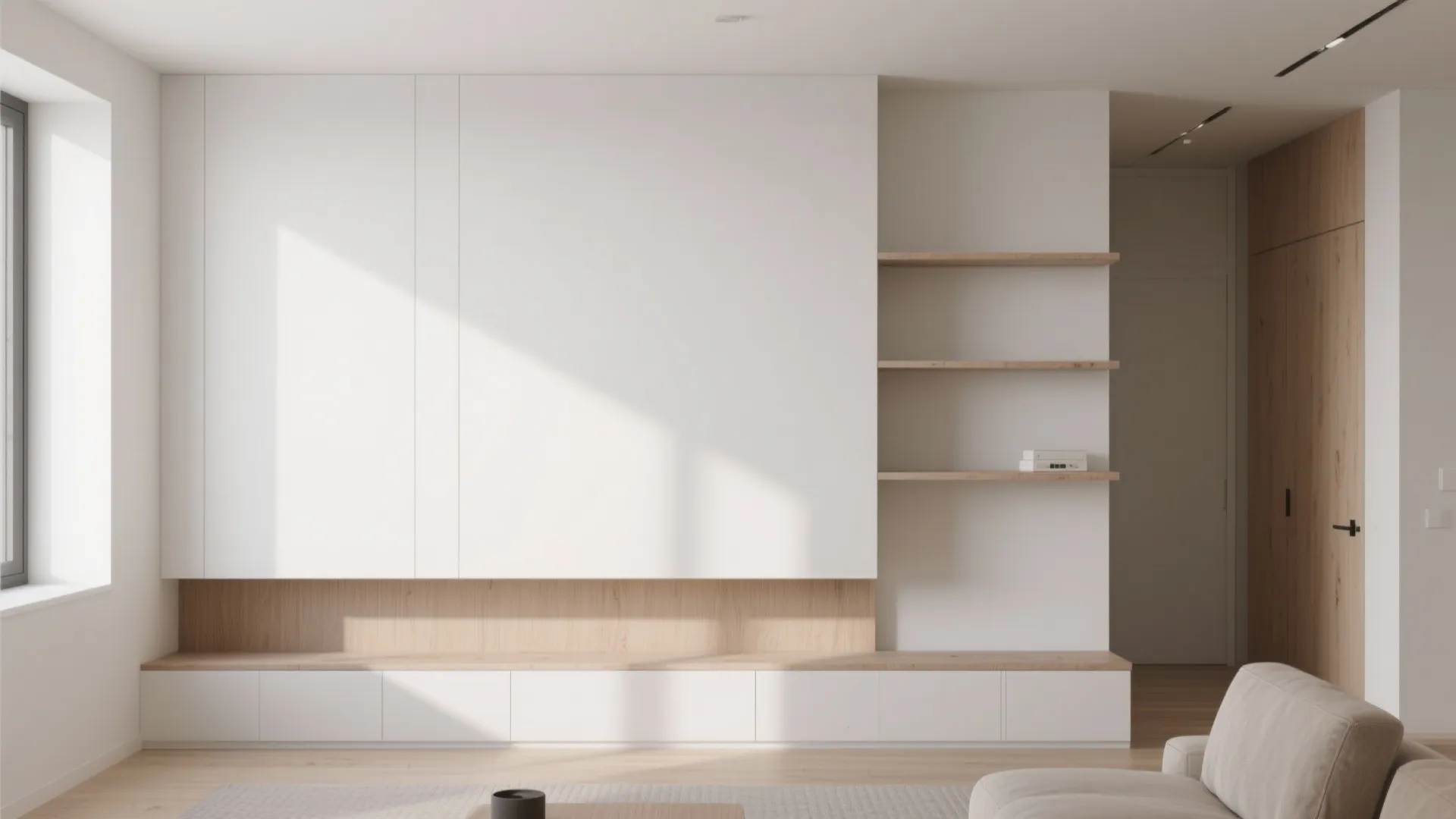 1. Minimalist Half Wall with Hidden Storage