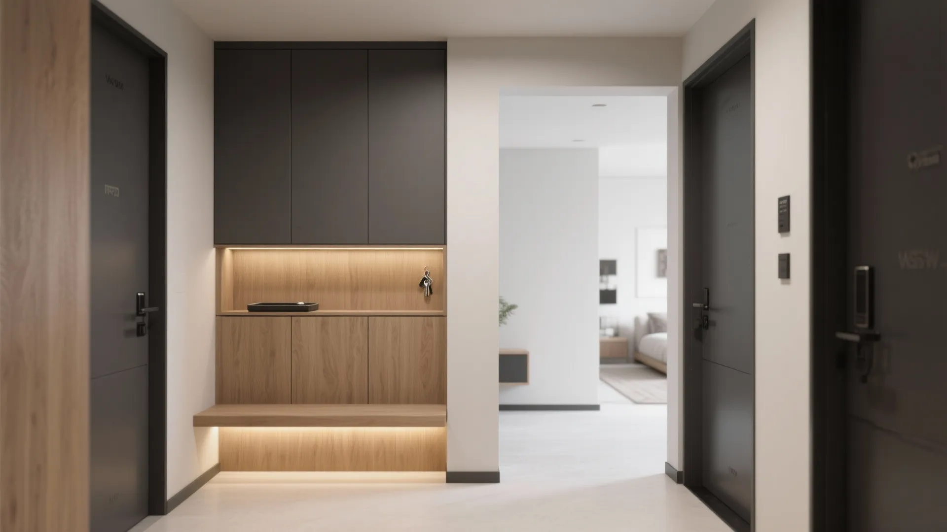 Minimalist Hall Unit with Hidden Storage