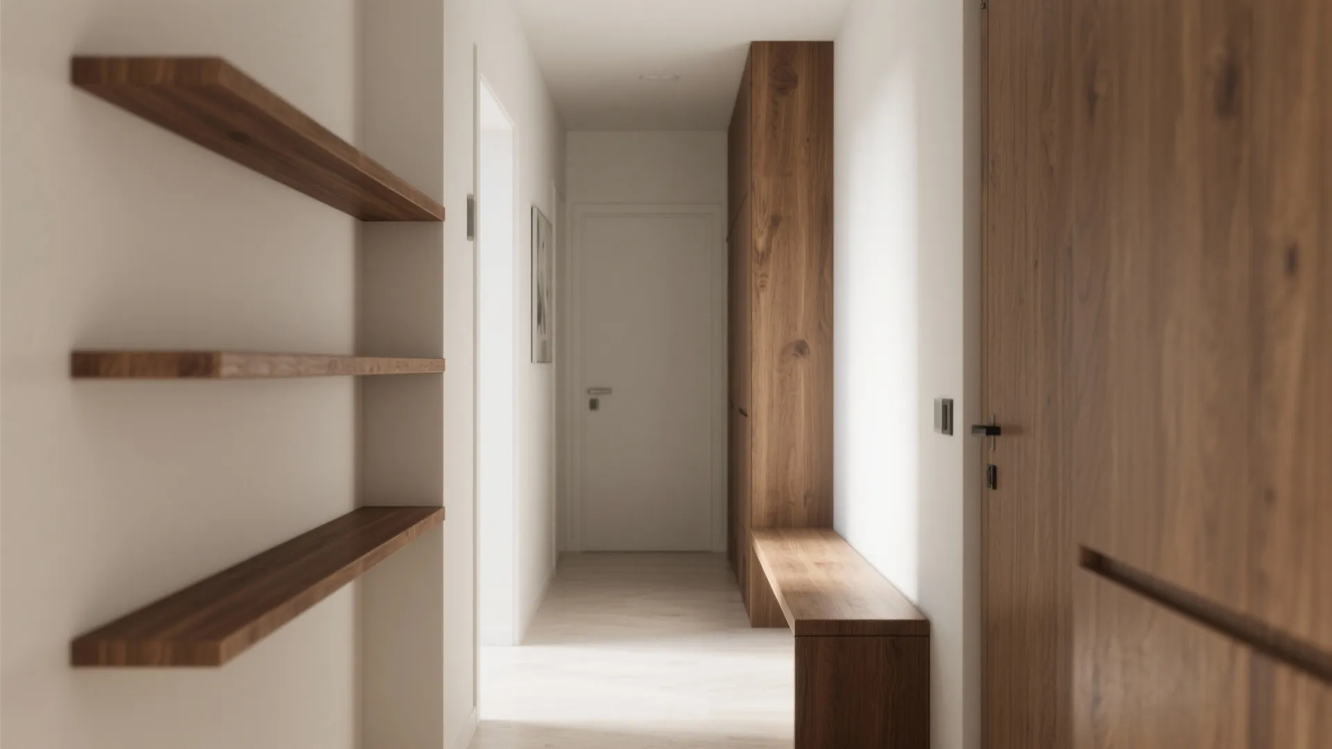 Minimalist Hallway Shelving