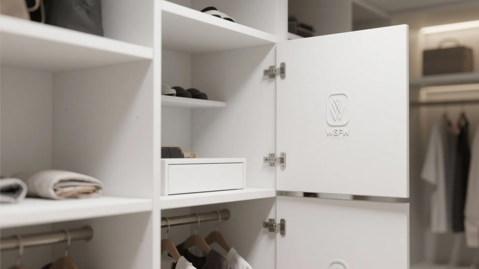 Minimalist shelving with hidden compartments