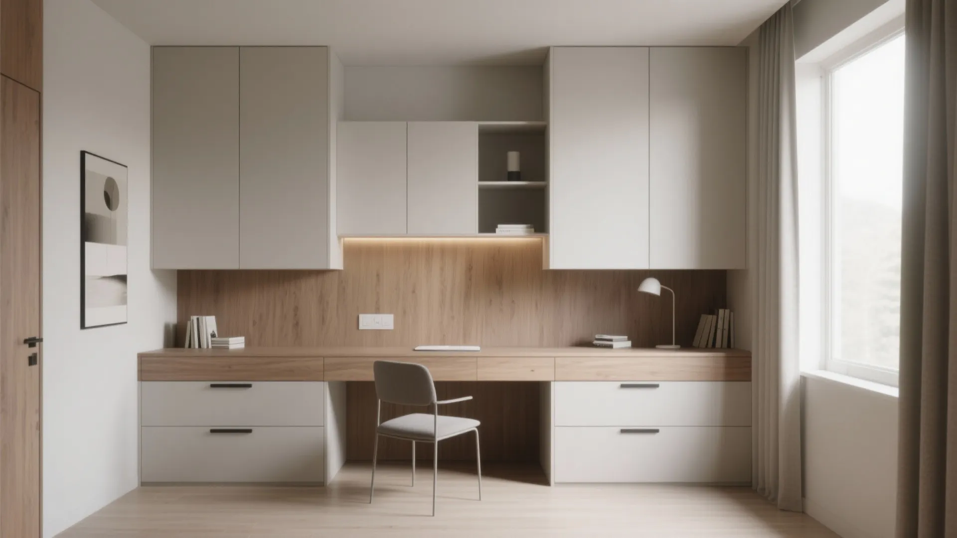 Minimalist Workspace with Hidden Storage