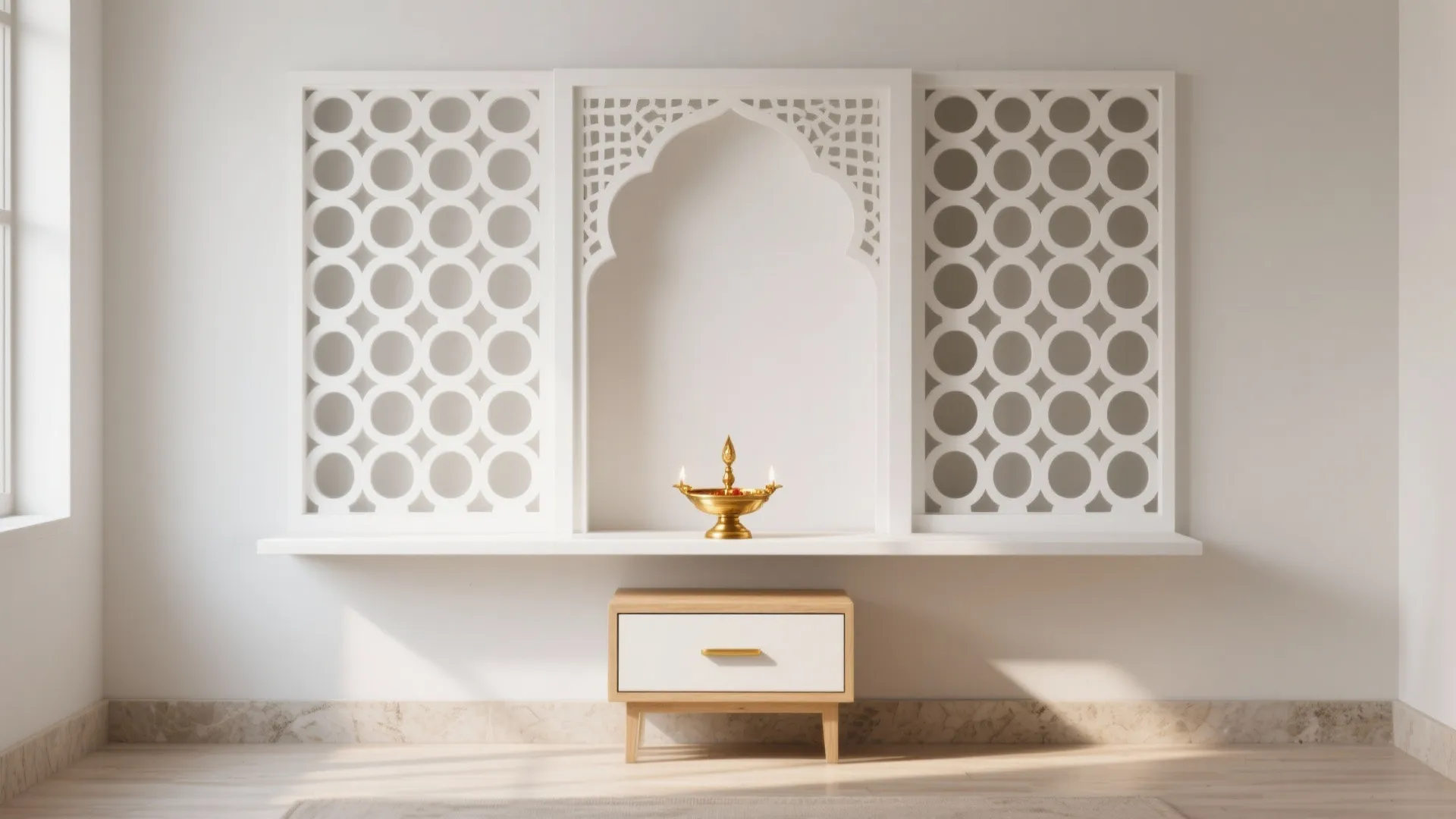 Minimalist CNC Jali Wall for a Calm Mandir