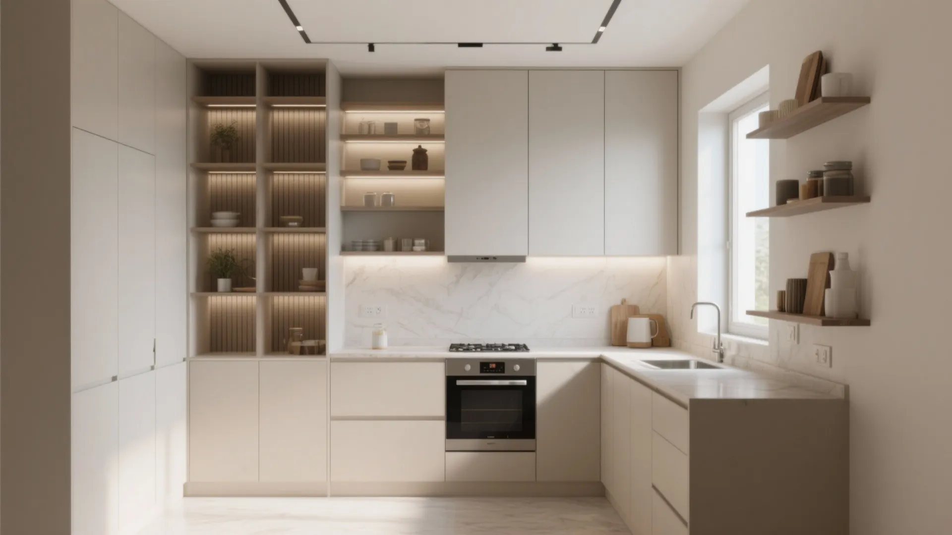 1. Minimalist kitchen storage layout