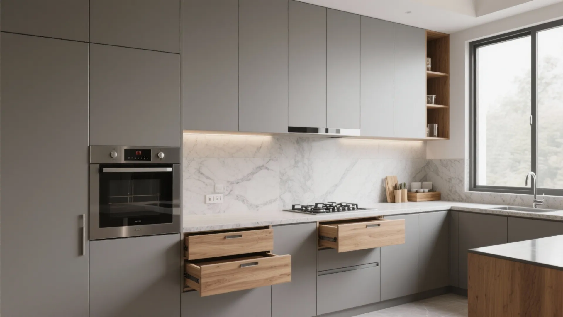 Minimalist Kitchen Storage in a 5 BHK