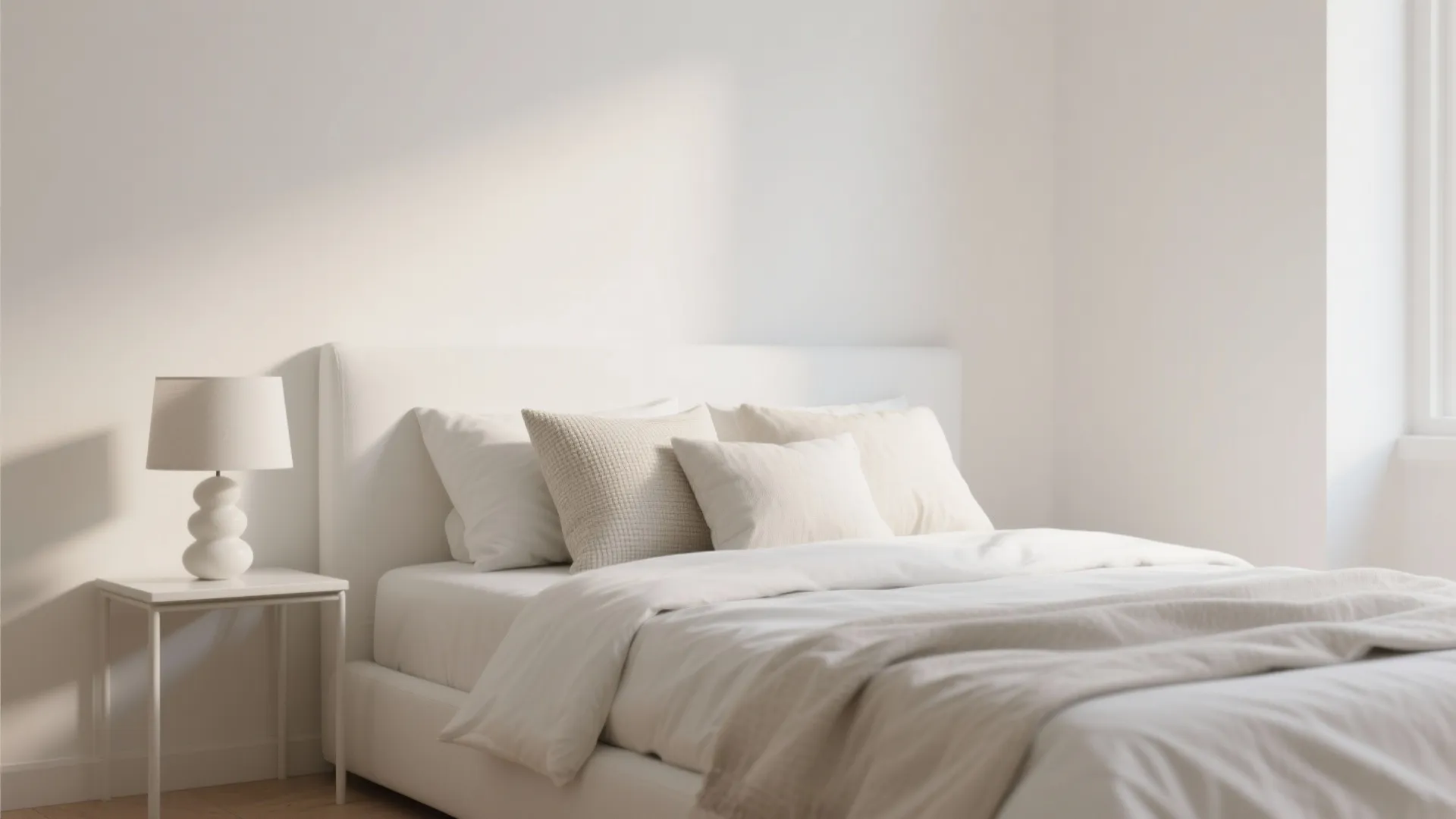 Minimalist Layering for a Serene White Bedroom