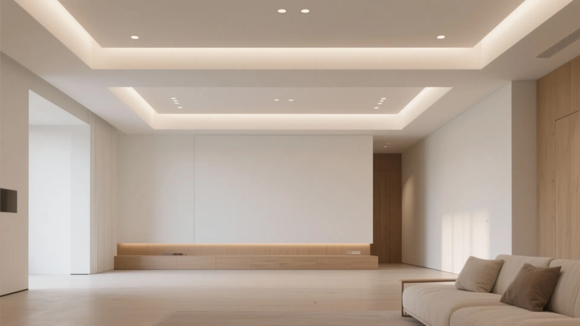 Minimalist Layers: Clean planes with cove and recessed light
