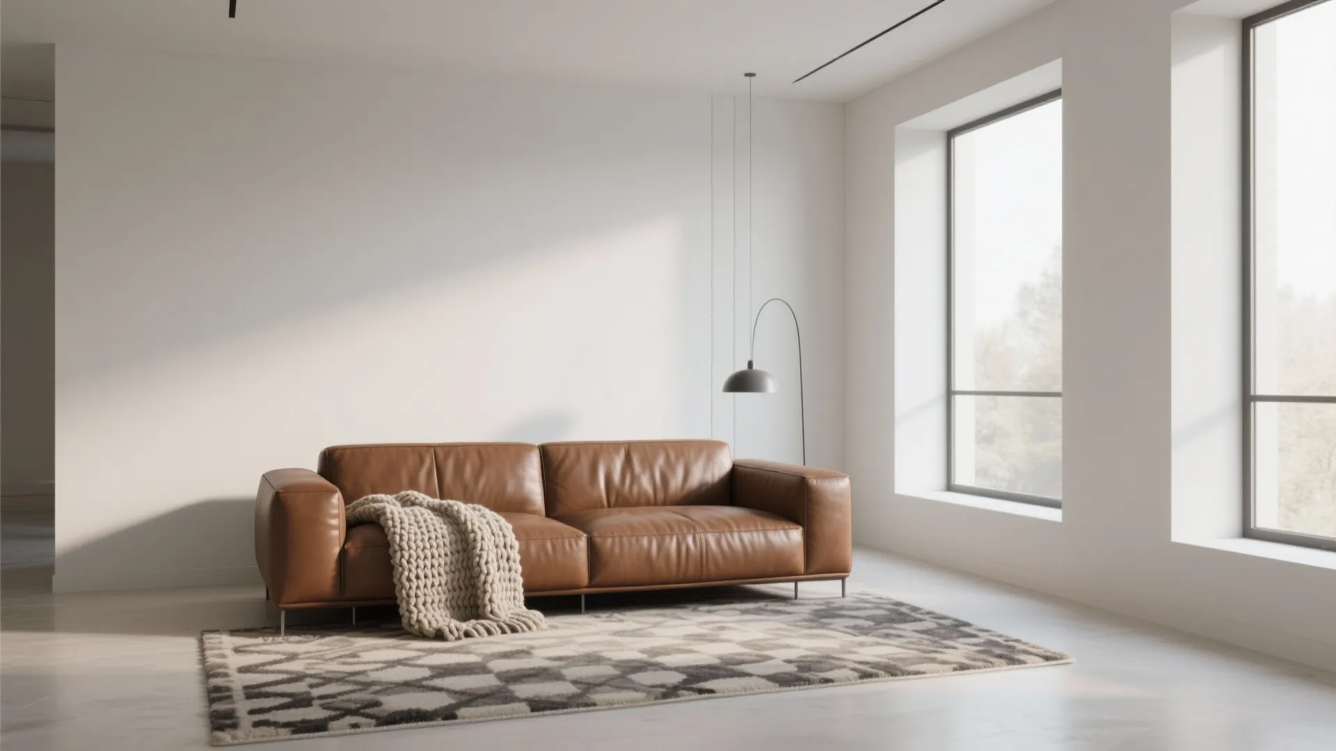 1. Minimalist Brown Leather Sofa Styling
