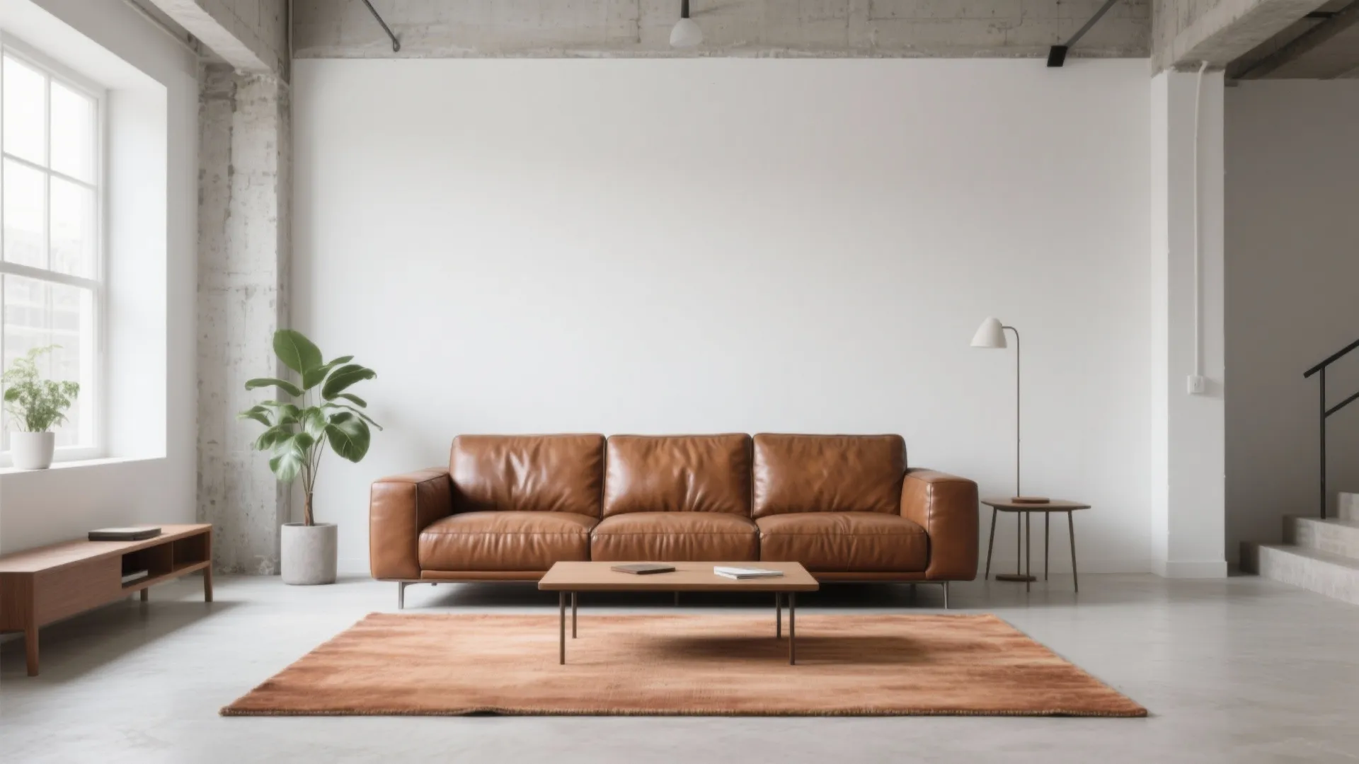 1. Minimalist Styling Around Leather Sofas