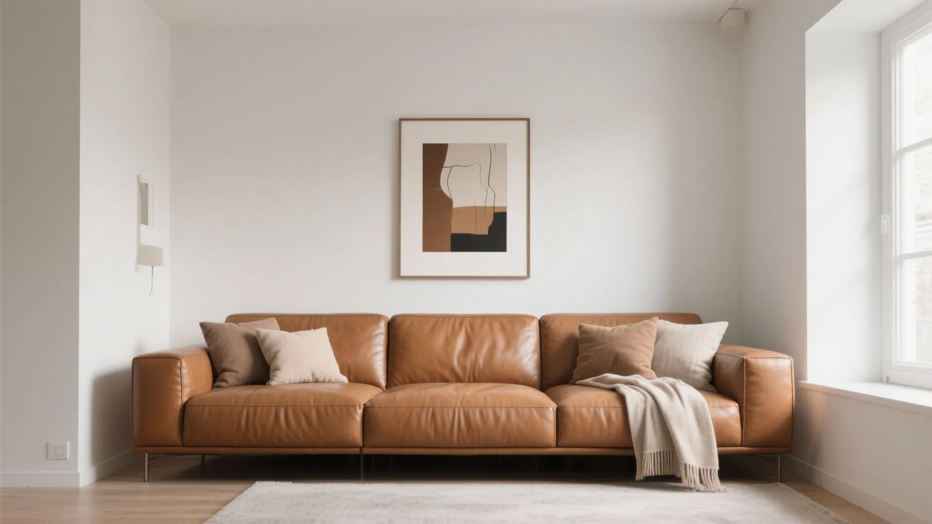 1. Minimalist Leather Sofa Styling
