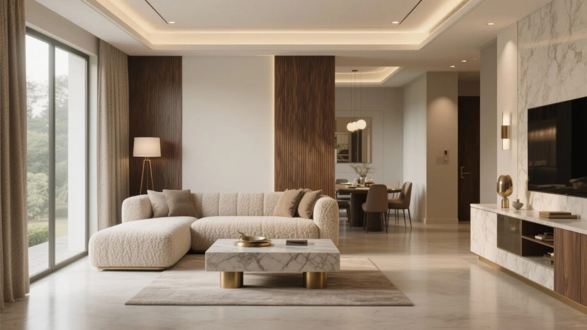 Minimalist luxury in the living-dining core