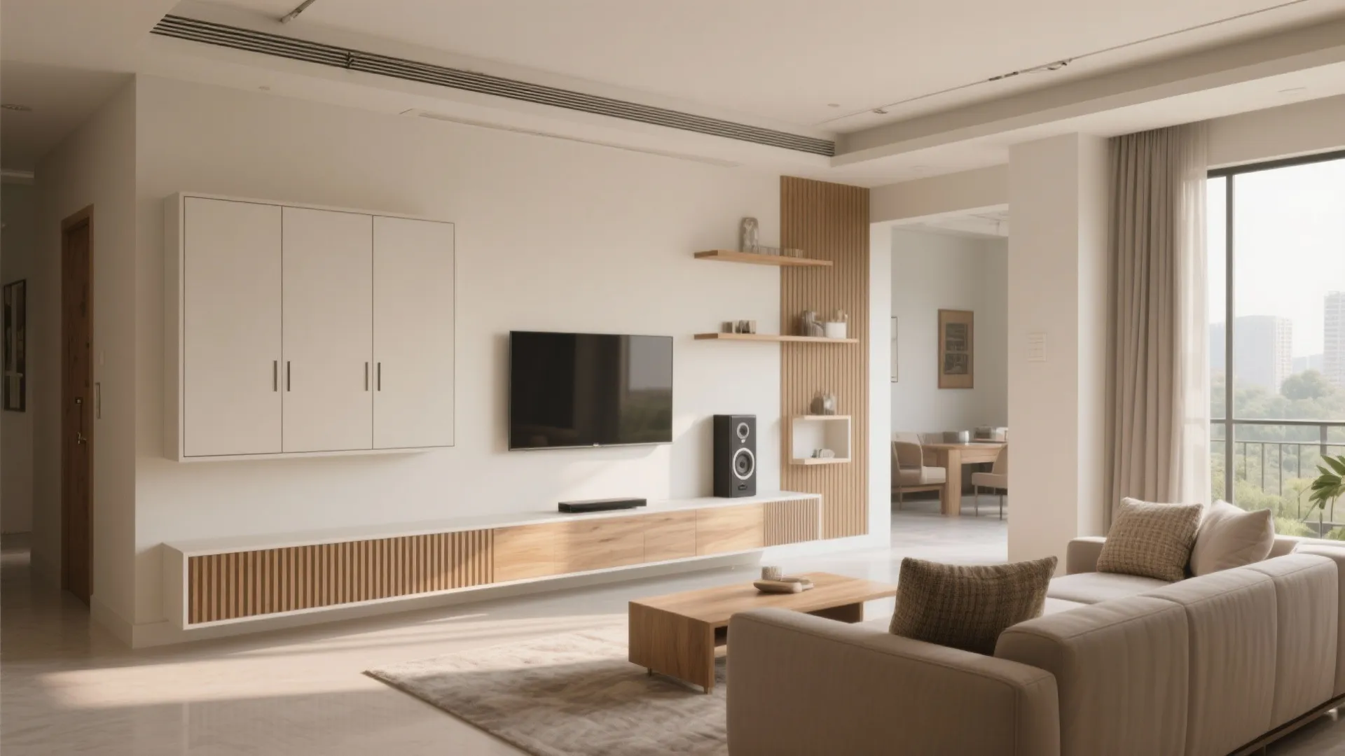 Minimalist storage for a calm living room