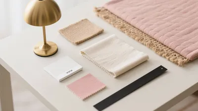 Soft Pink & Neutral Texture Board for Modern Interiors