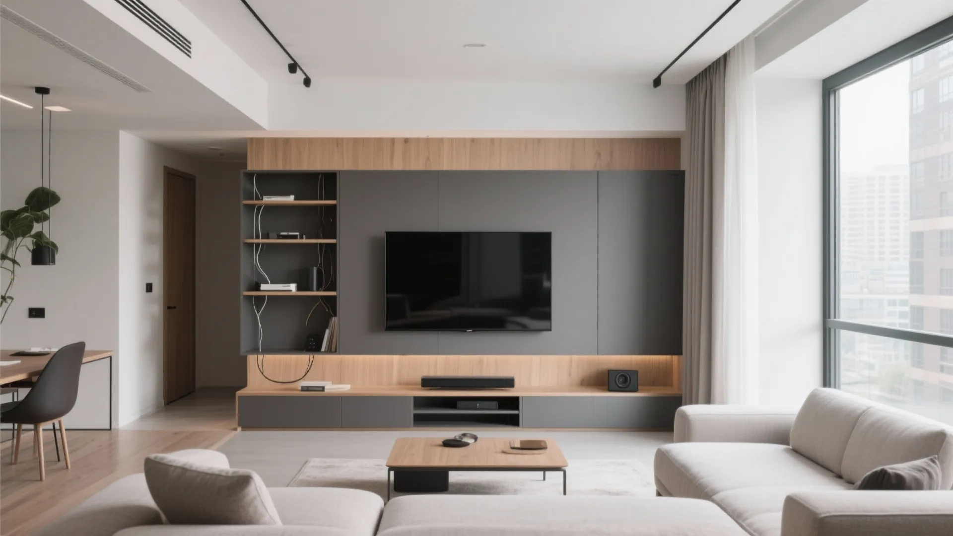 1. Minimalist Media Wall