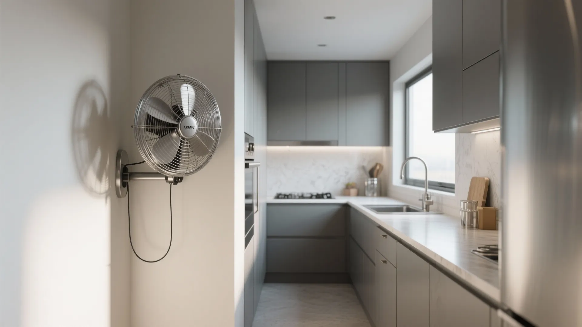Minimalist Metallic Wall Fan