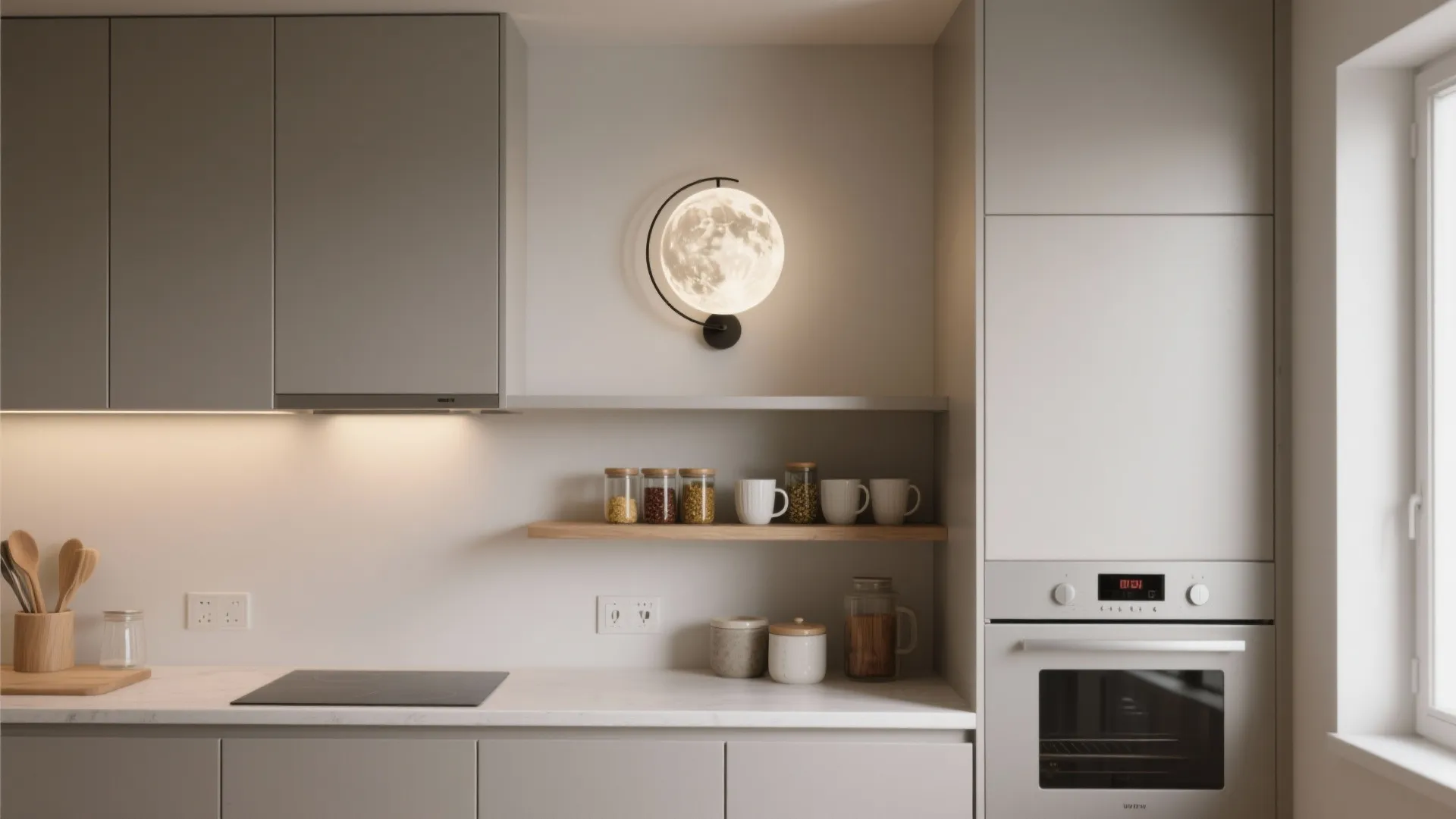 Minimalist Moon Sconce for Seamless Storage