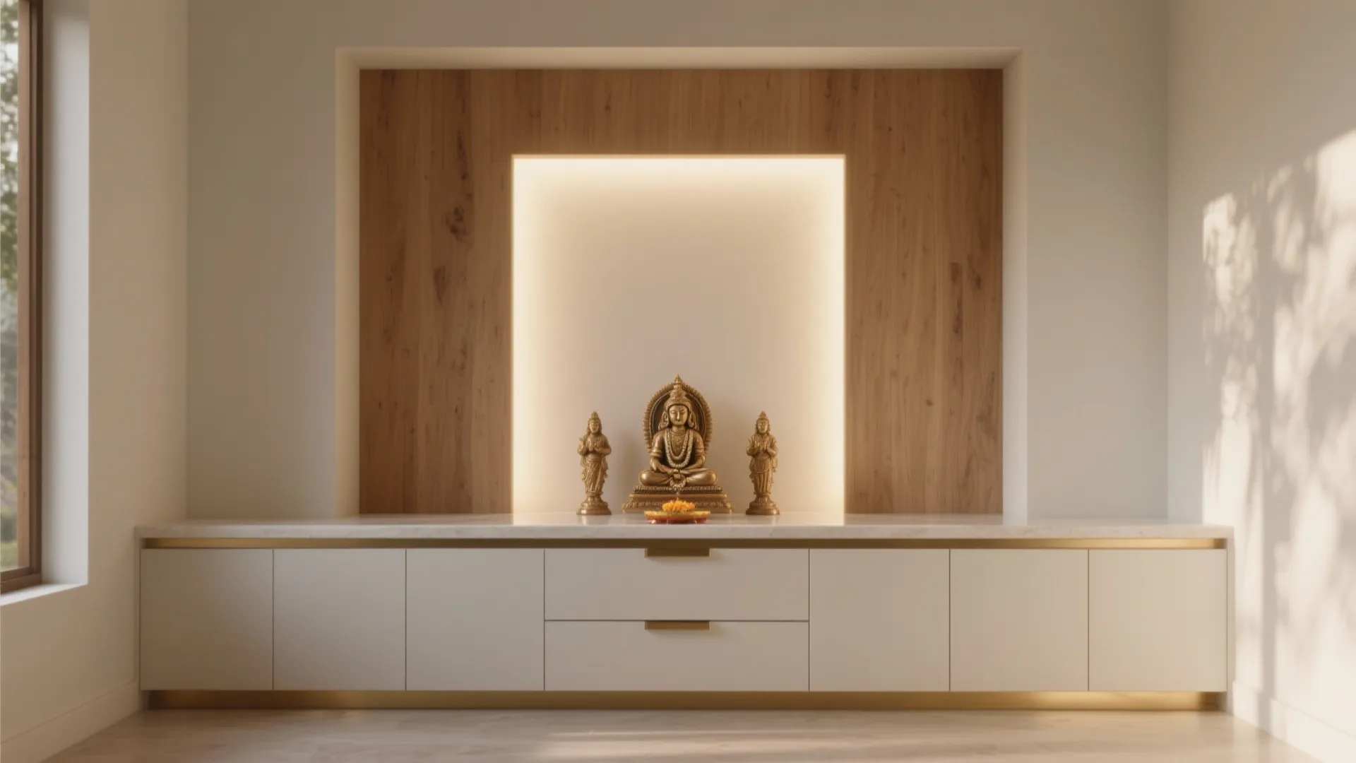 Minimalist Pooja Nook With Hidden Storage