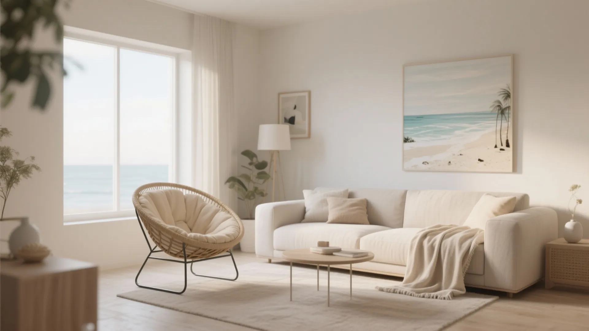 1. Minimalist Papasan with Neutral Cushions