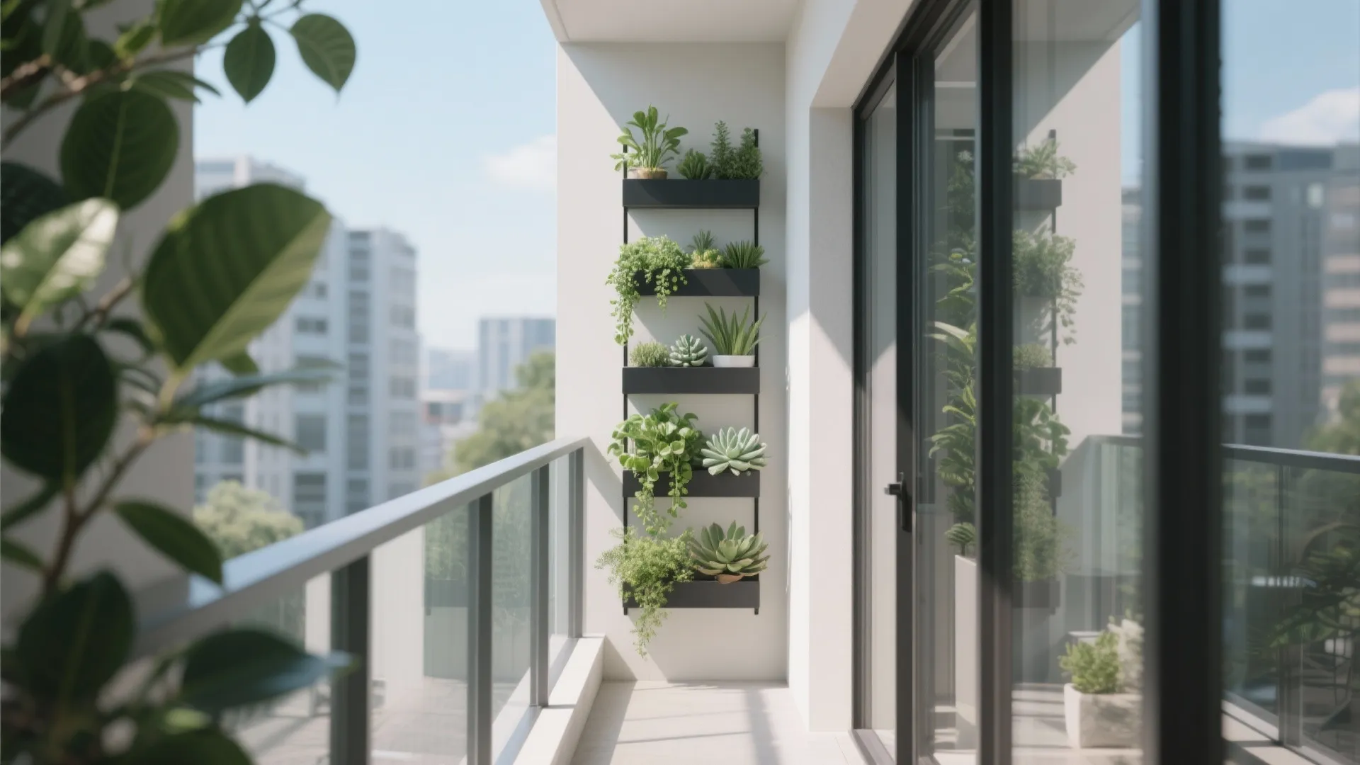 2. Minimalist Balcony Plant Shelf