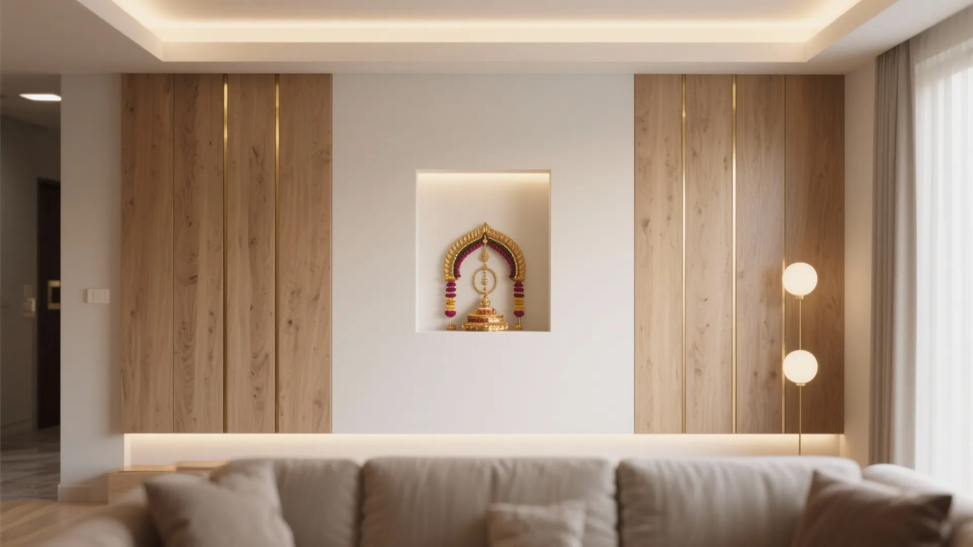 Minimalist Wooden Pooja Niche