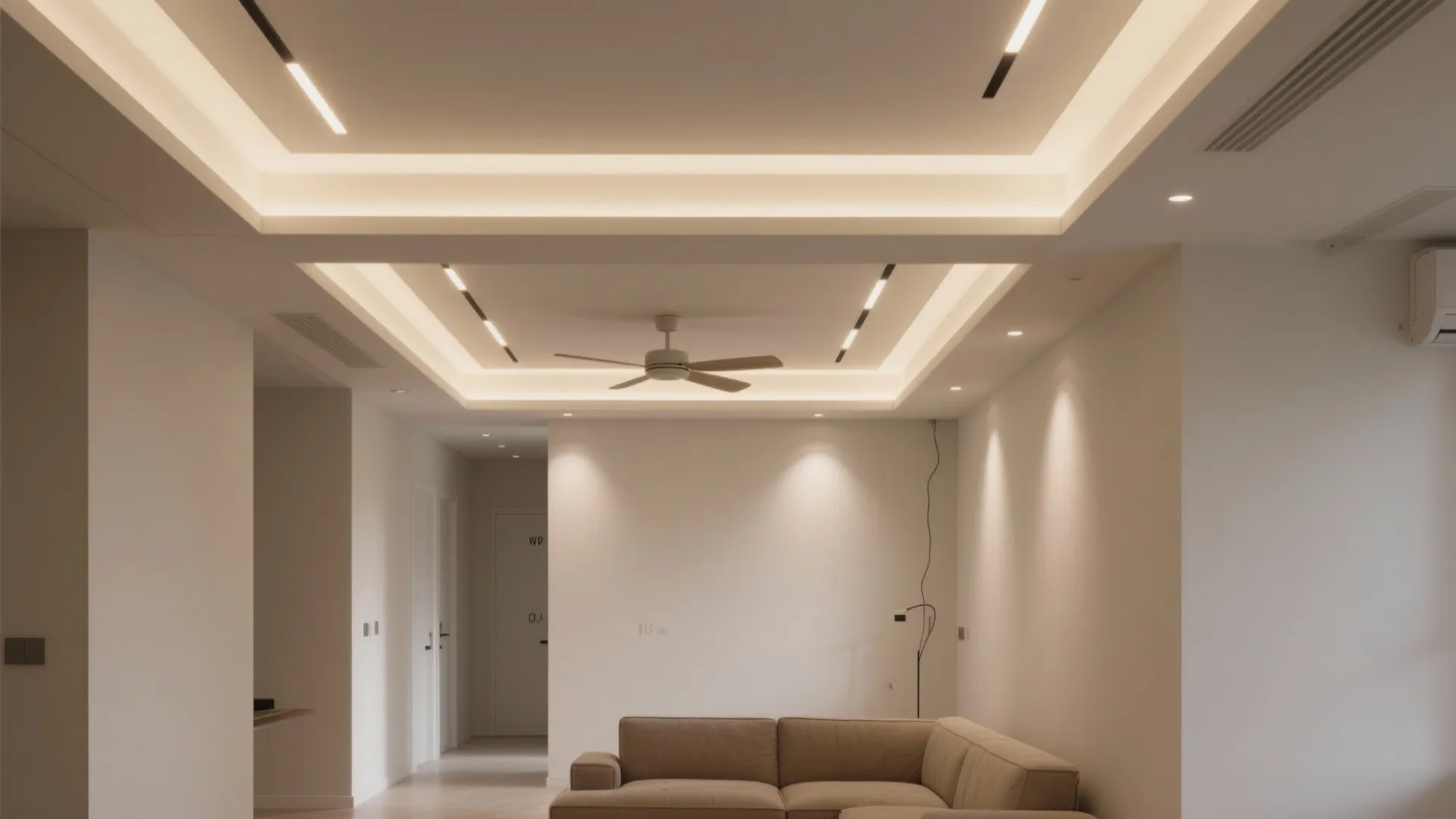 Minimalist Plus-Minus Lines for a Calm Hall