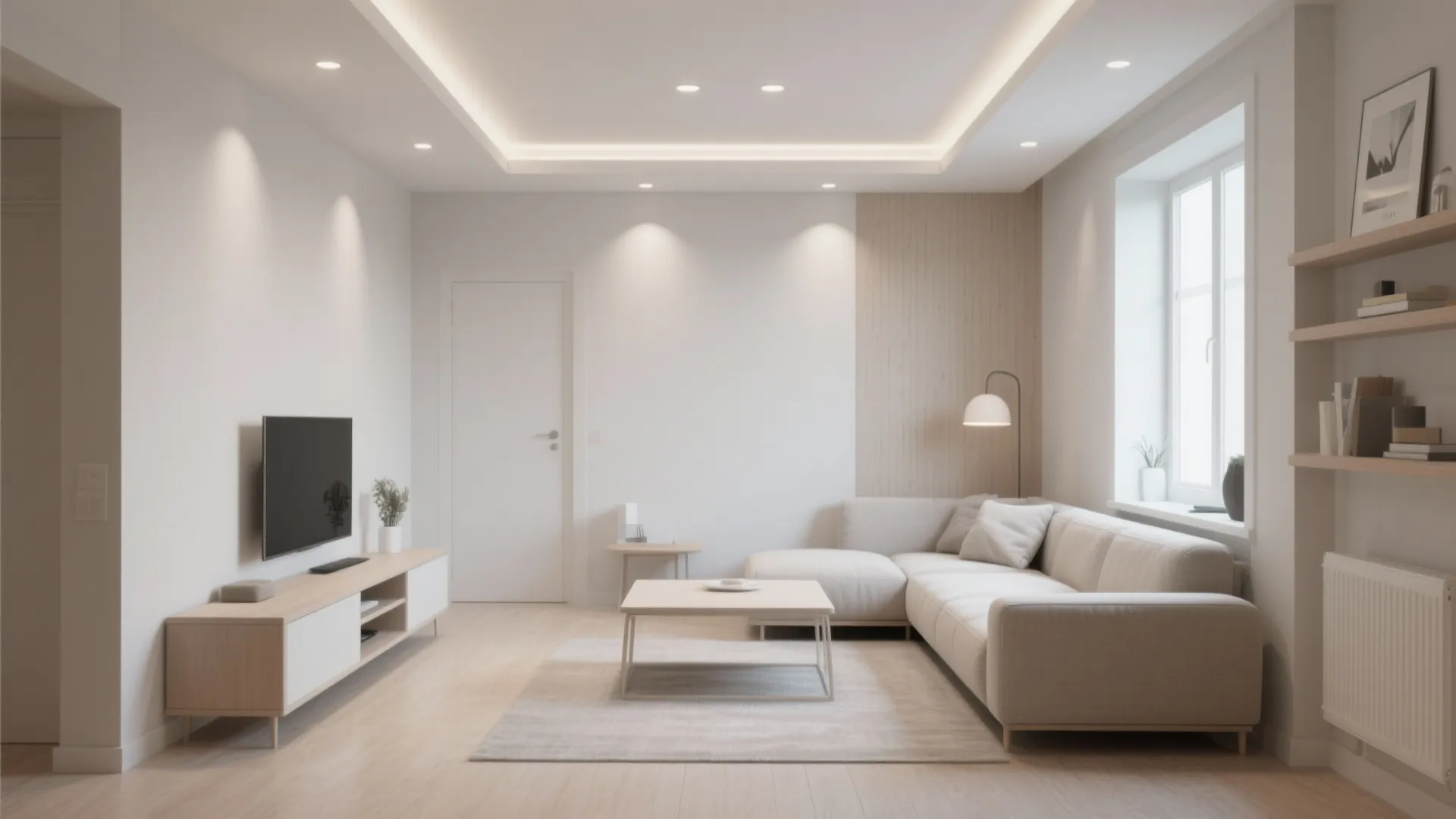 1. Minimalist Recessed Lighting Layout