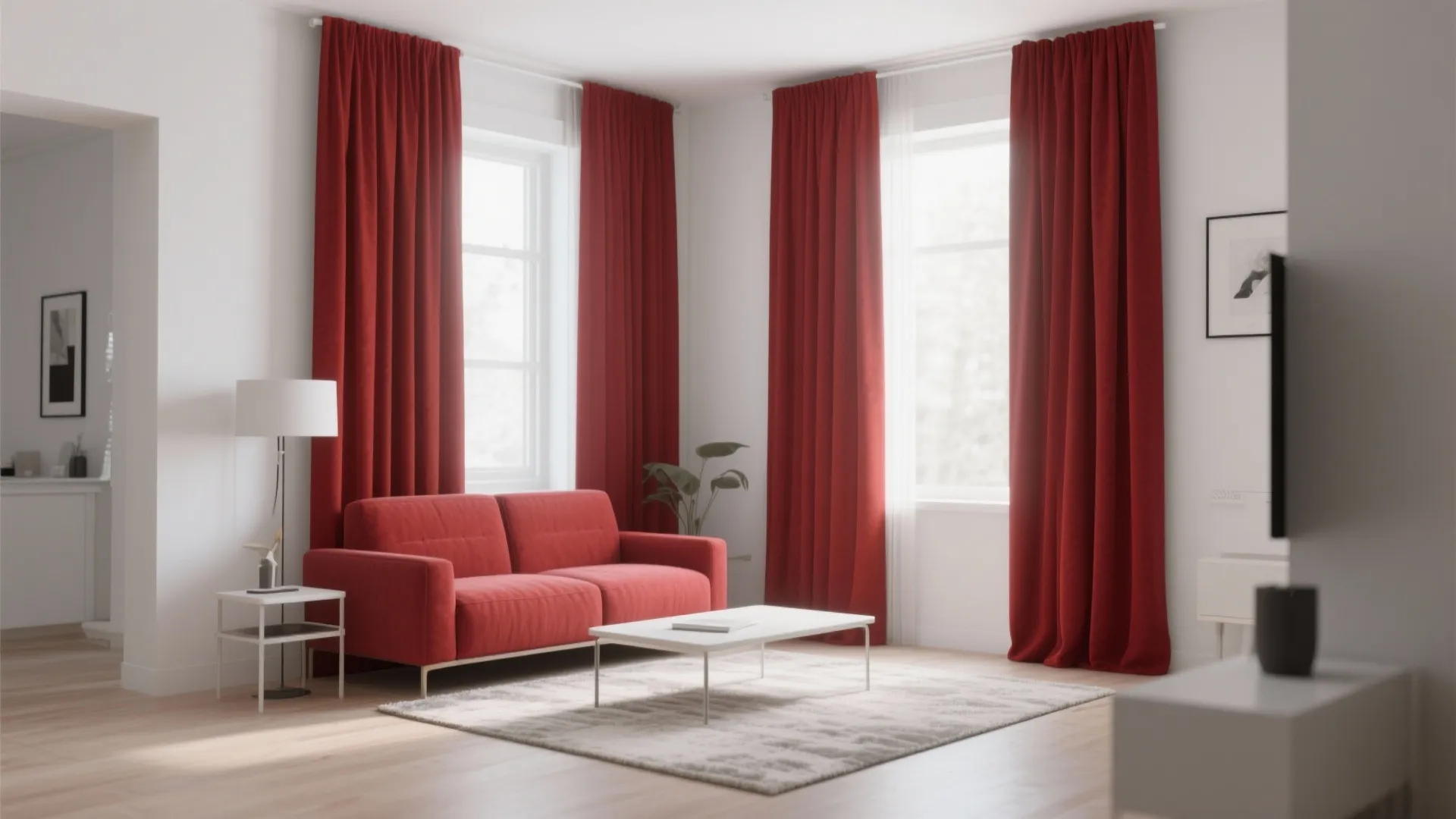 Minimalist contrast with bold red