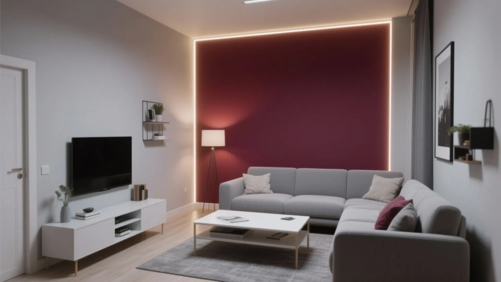 1. Minimalist Red Accent Wall