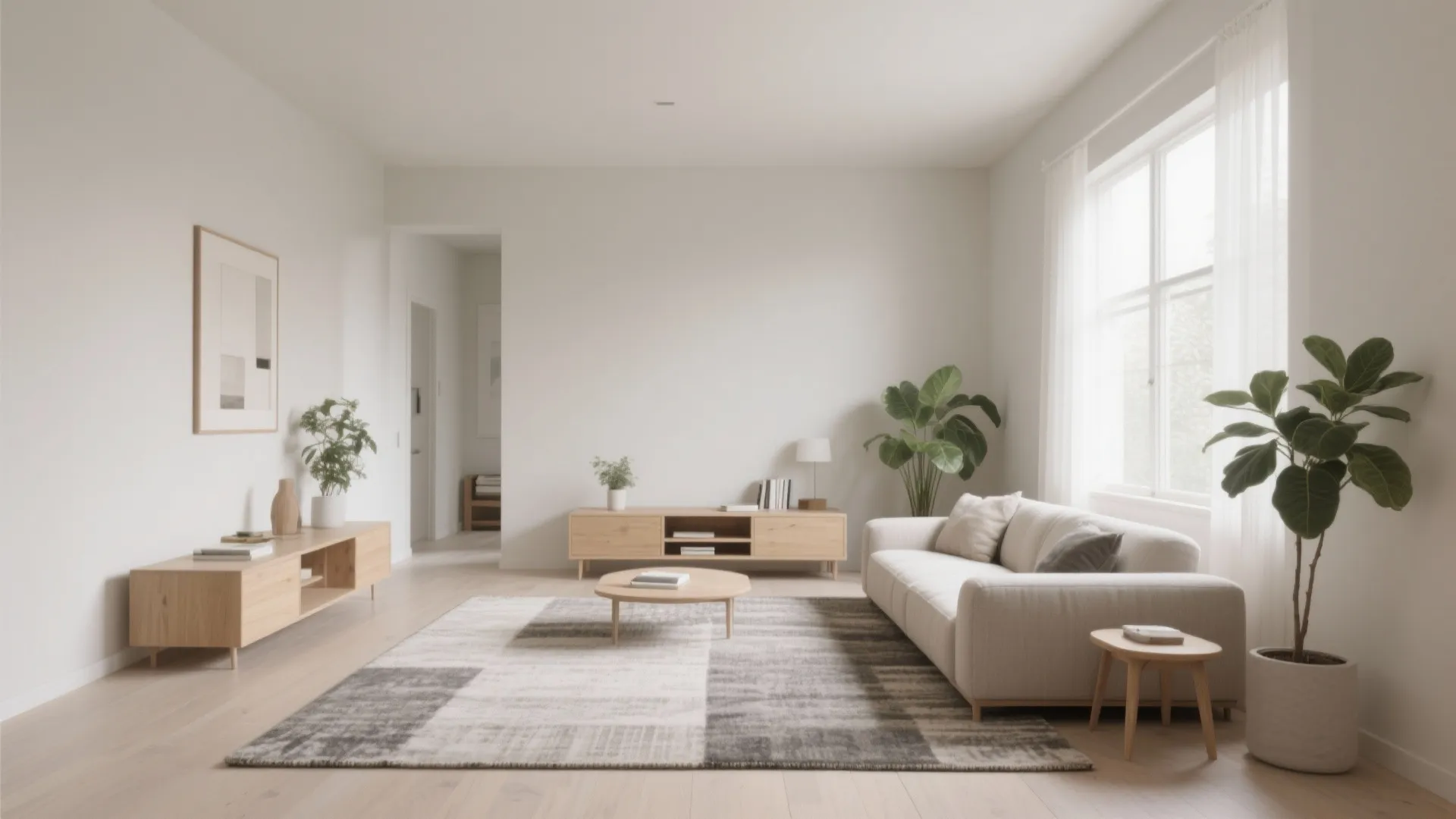 1. Minimalist Zoning with Area Rugs