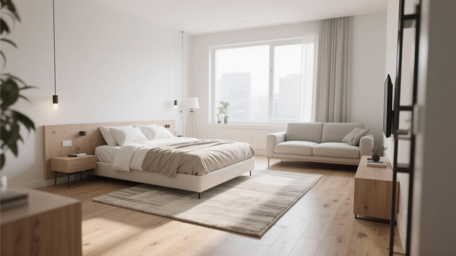 1. Minimalist Zoning with Rugs