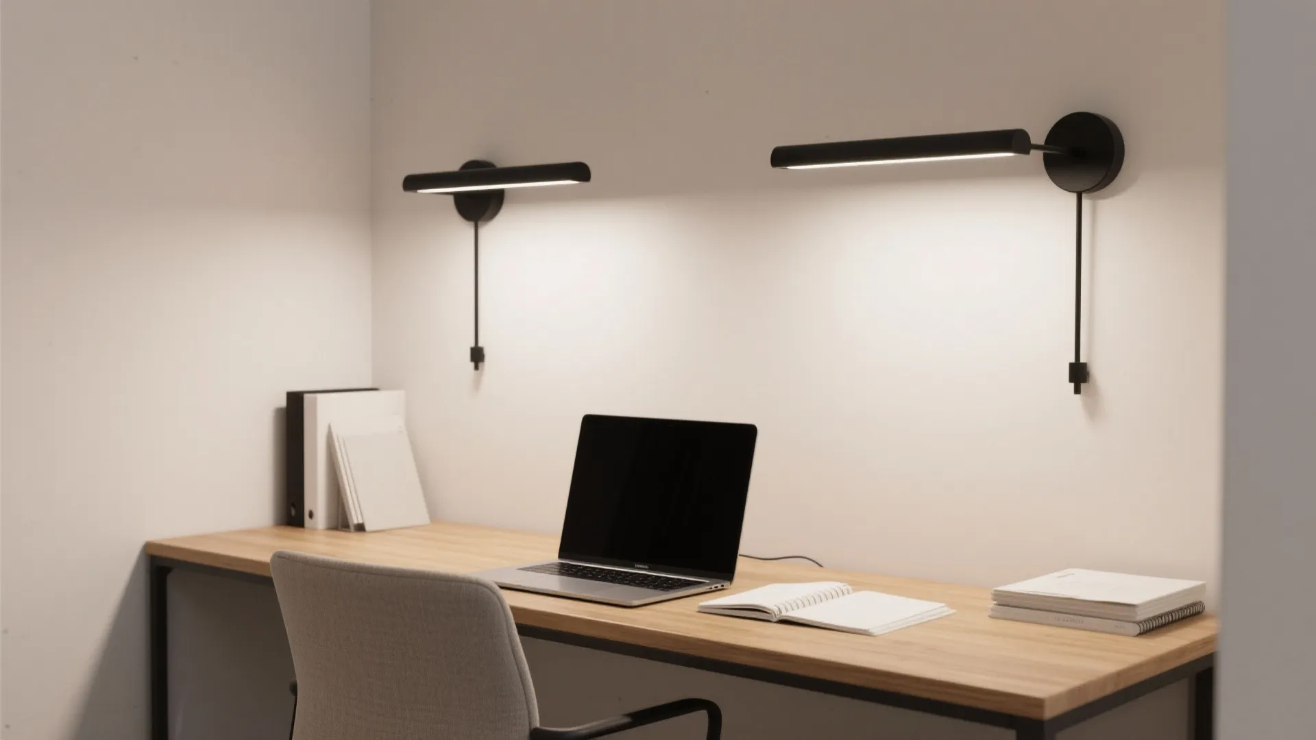 Minimalist wall sconces for focused task zones