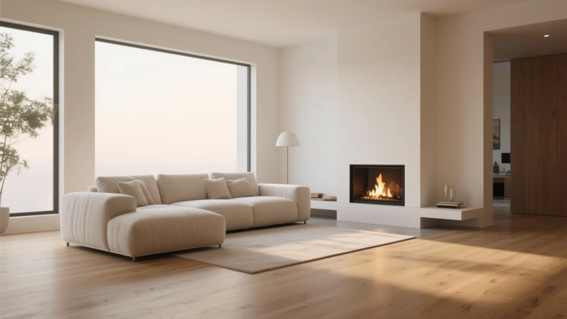 1. Minimalist sectional for open flow