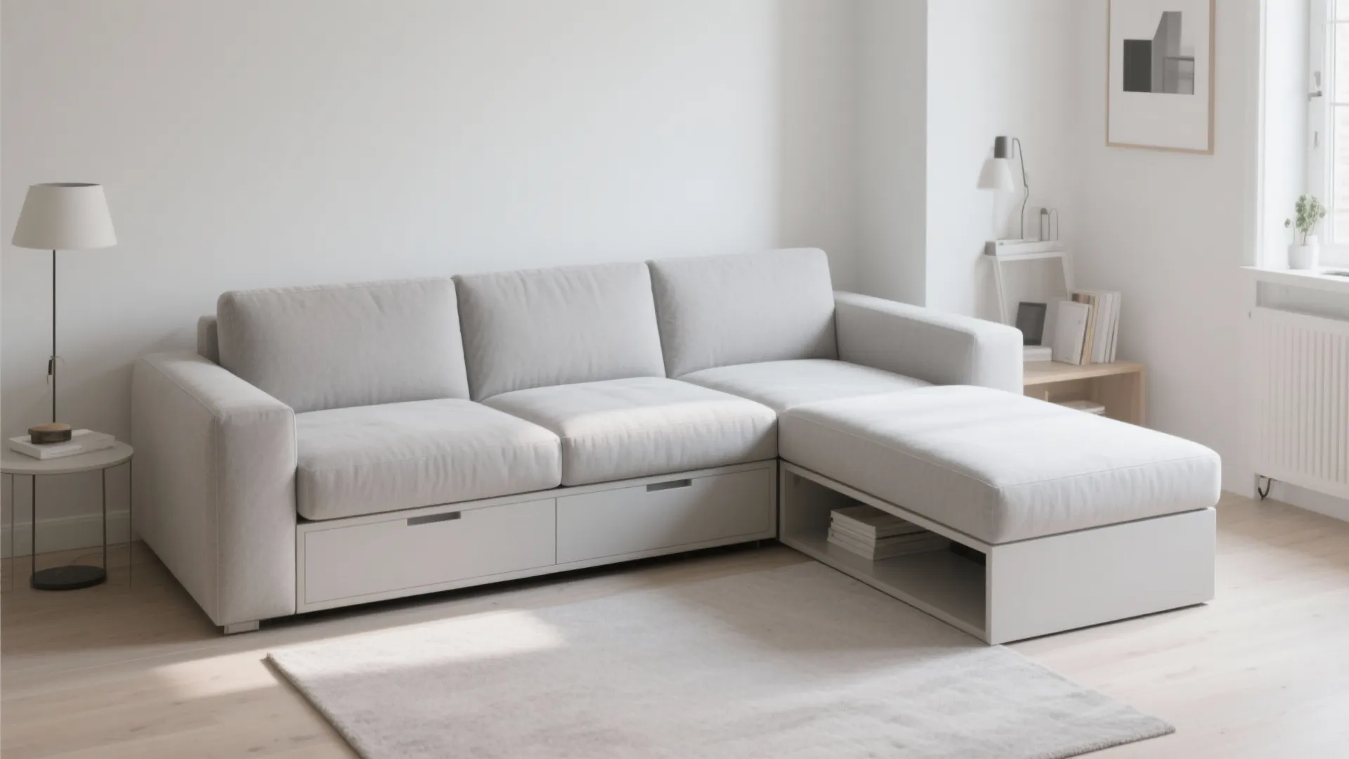 1. Minimalist Sectional with Hidden Storage
