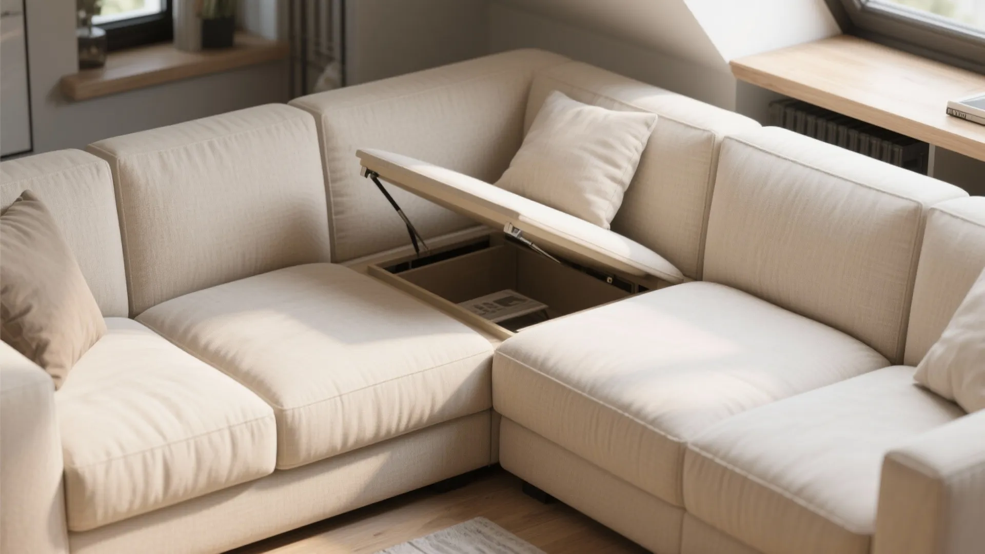 1. Minimalist Sectional with Hidden Storage