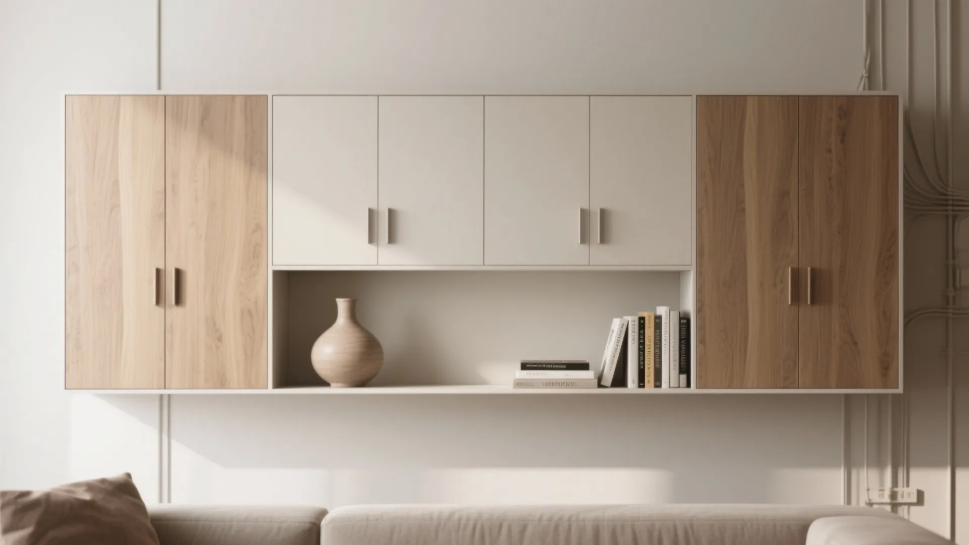 Minimalist shelving and hidden storage