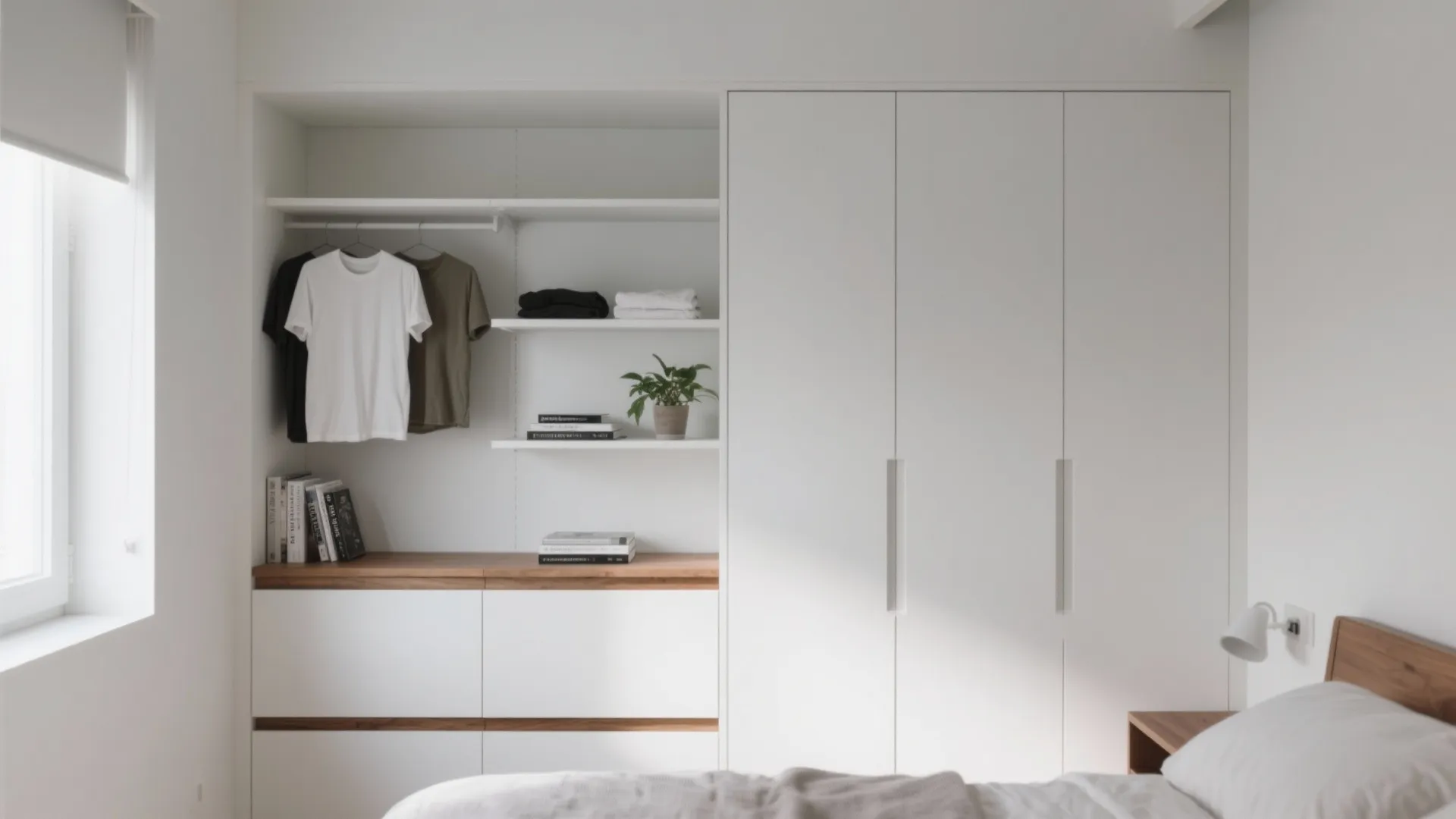 Minimalist wall almirah with open shelves