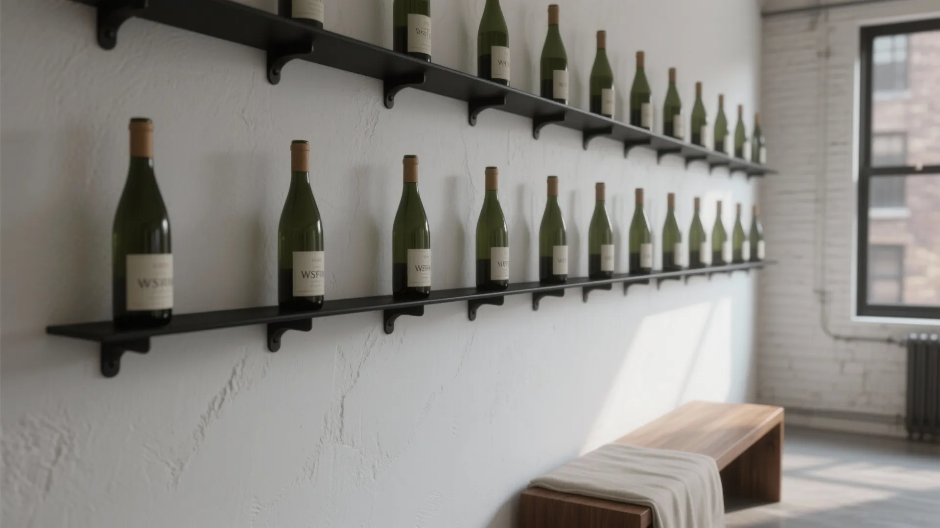 Minimalist Wine Wall Shelving