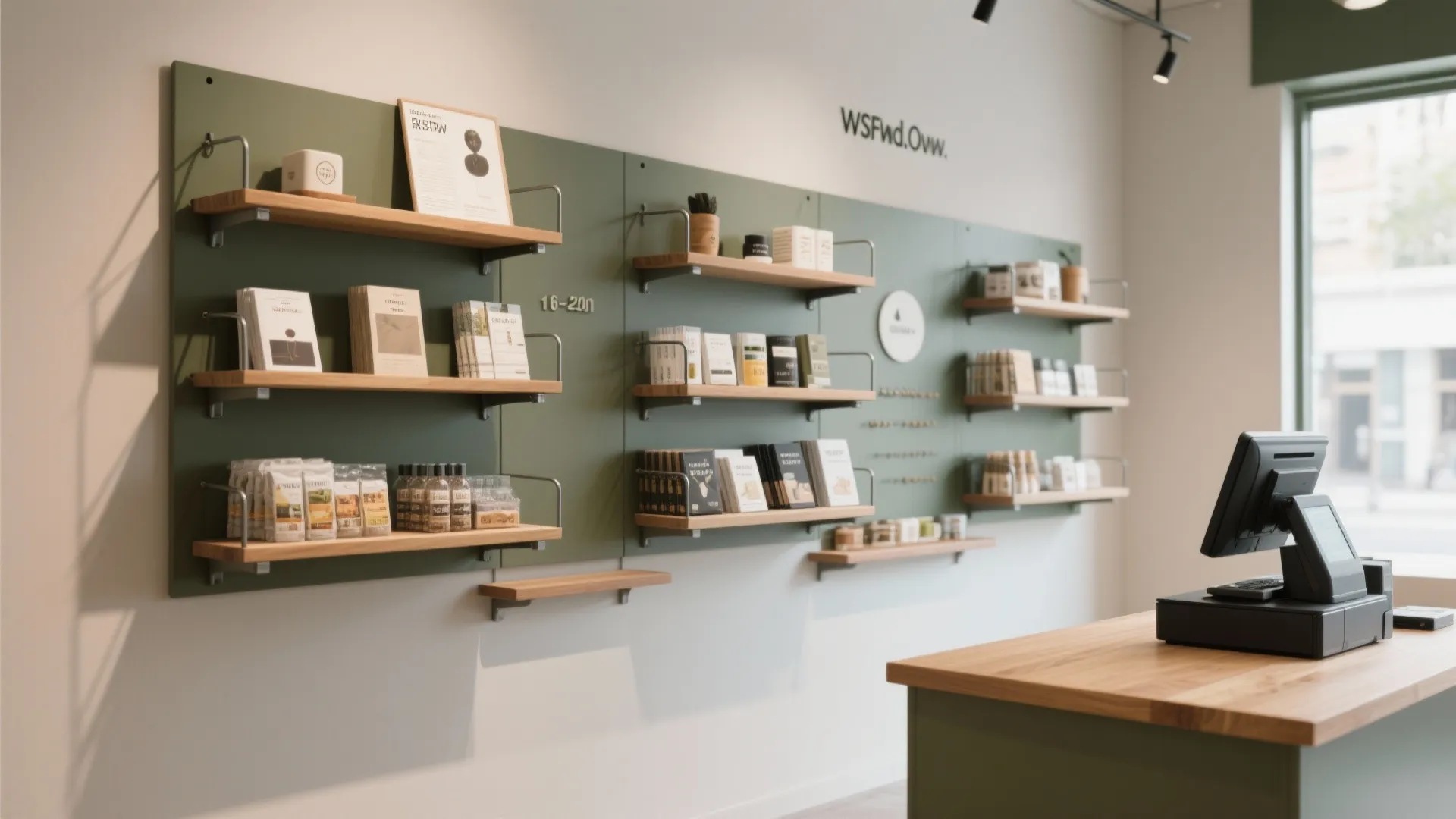 Minimalist Back Wall Merchandising Shelves