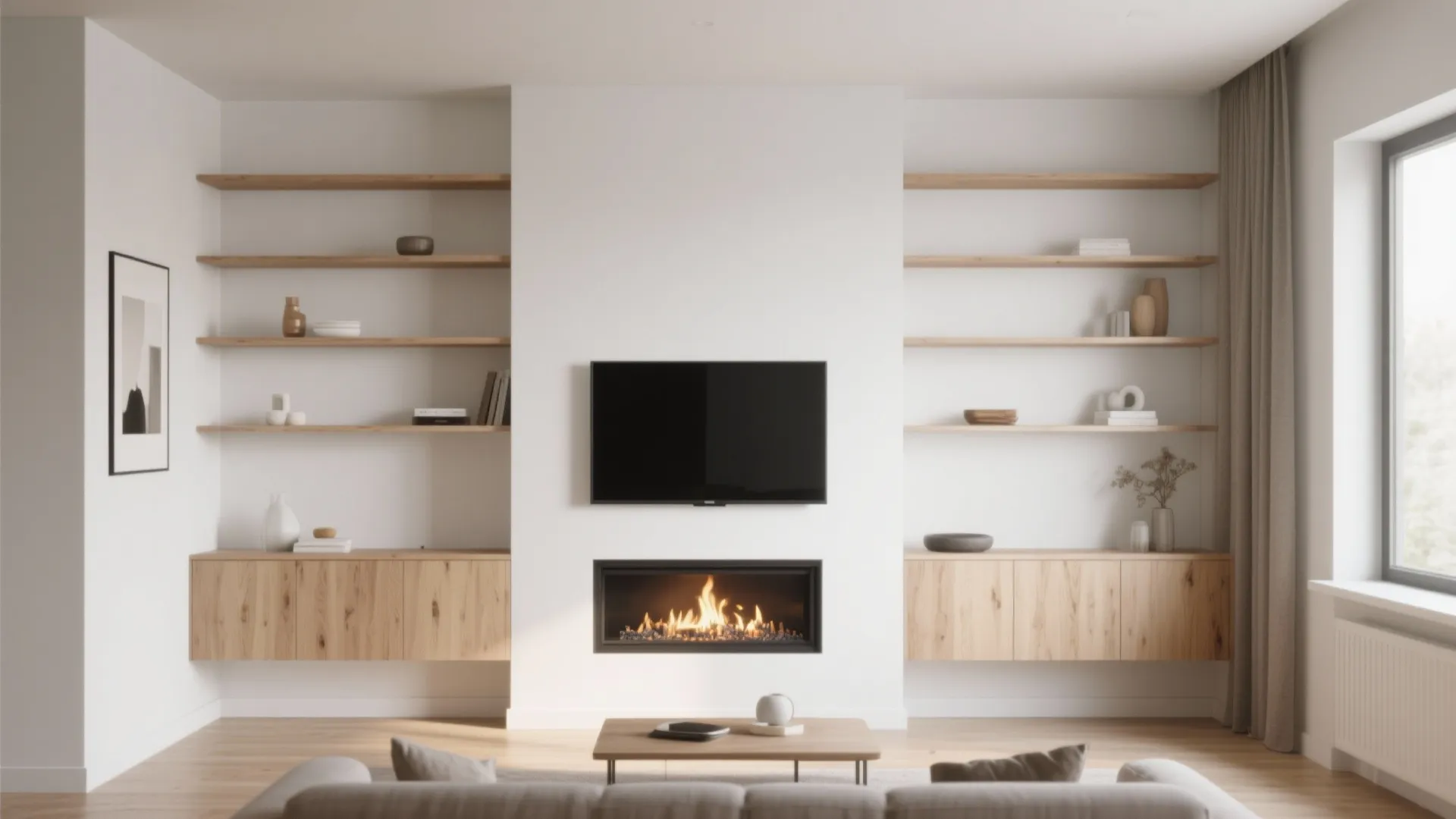 1. Minimalist Built‑In Shelving Around Fireplace