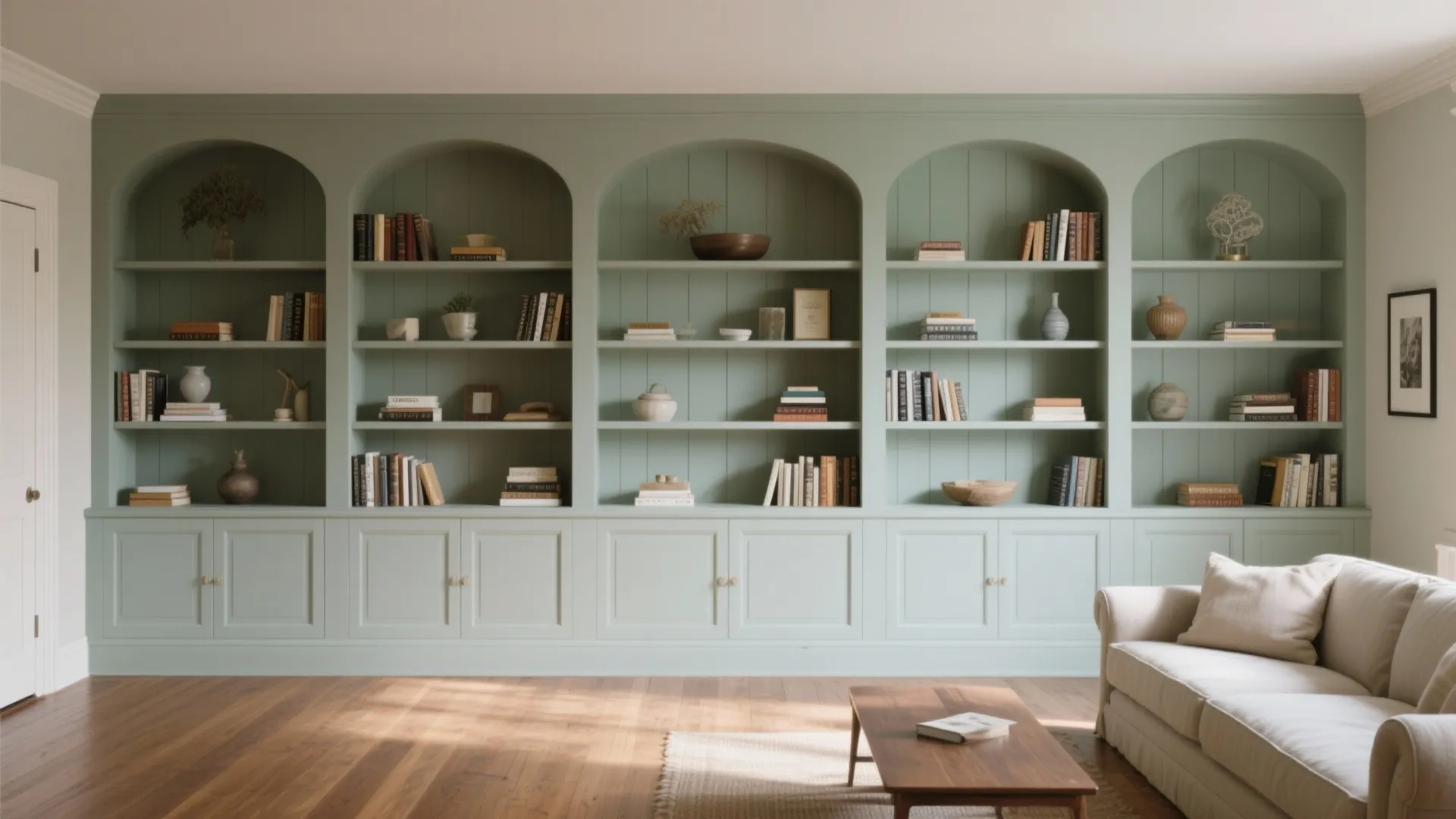 1. Minimalist Built-in Shelving