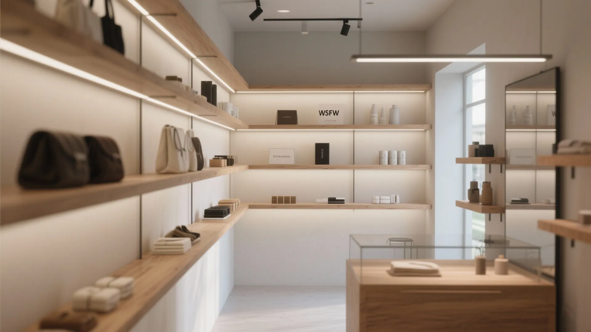 Minimalist shelving for visual clarity