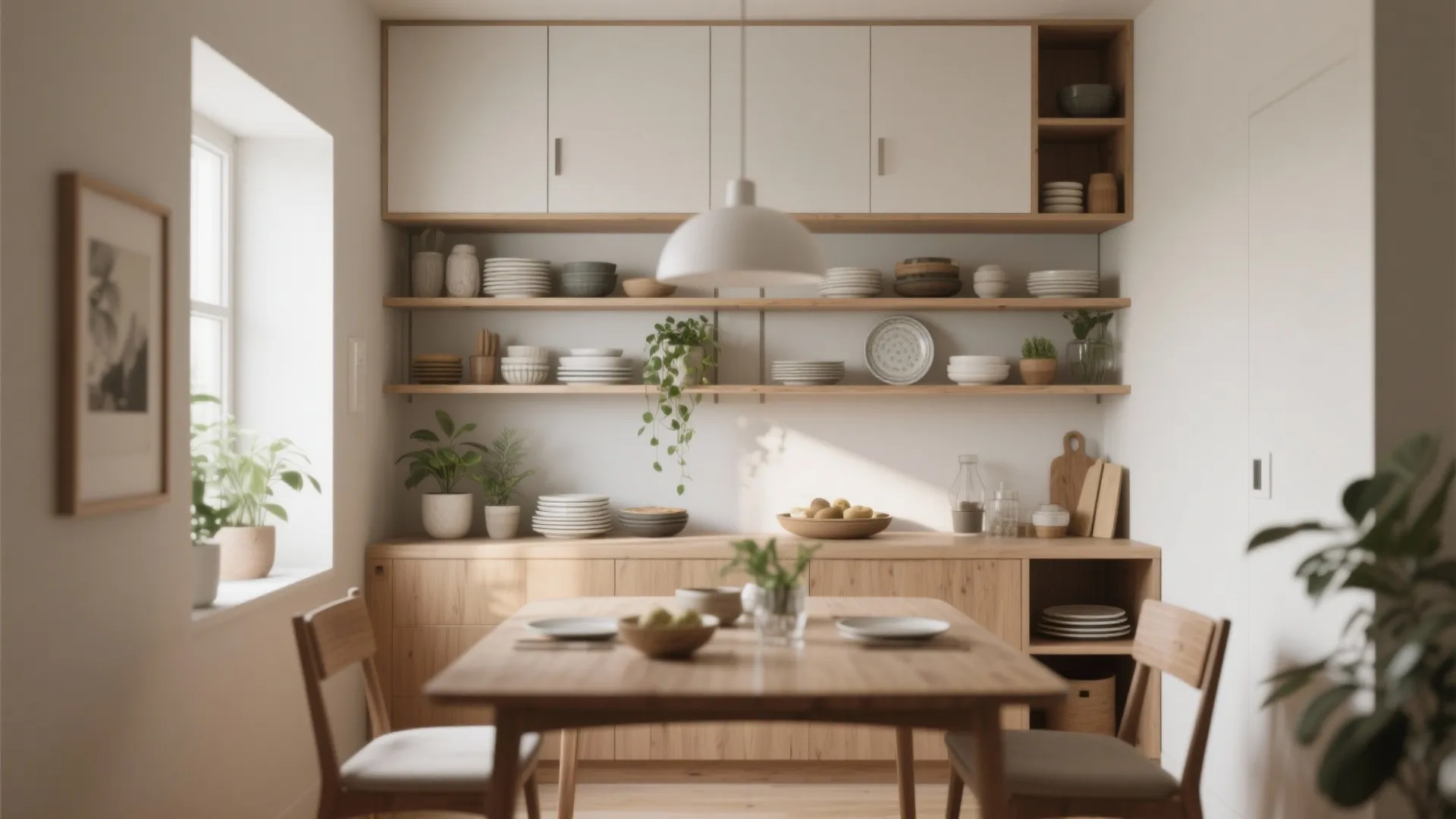 Minimalist shelving for visual breathing room