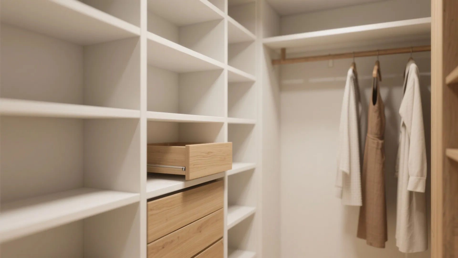 Minimalist shelving with hidden compartments