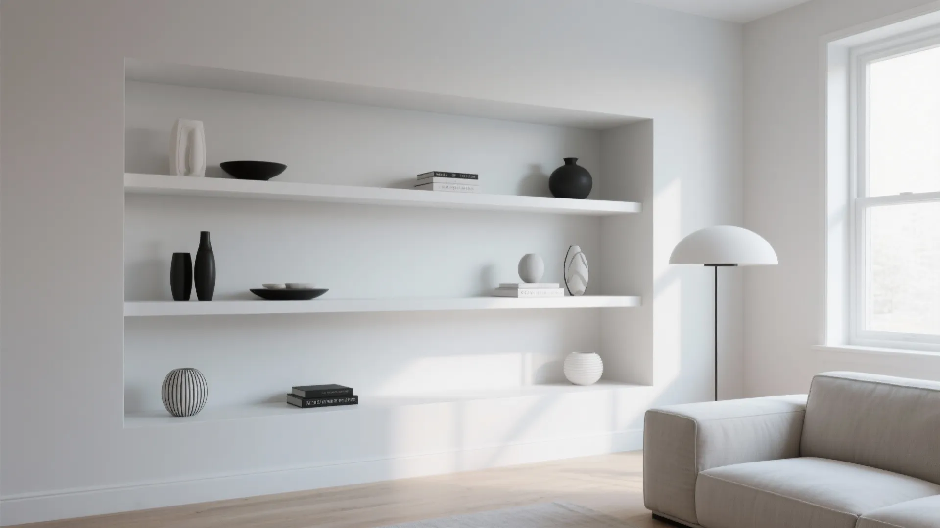1. Minimalist Open Shelving Niche