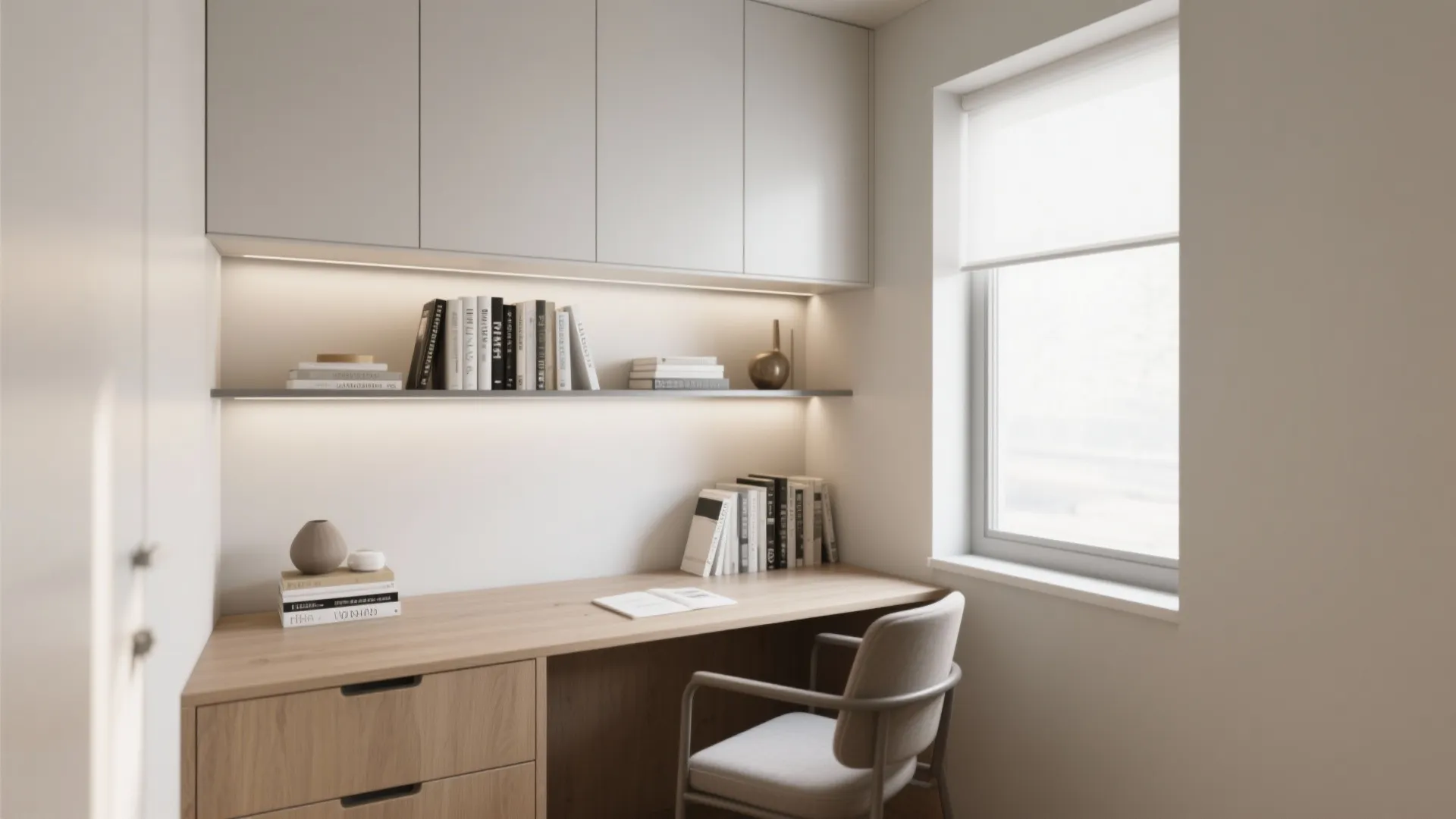 Minimalist shelving for clutter-free focus