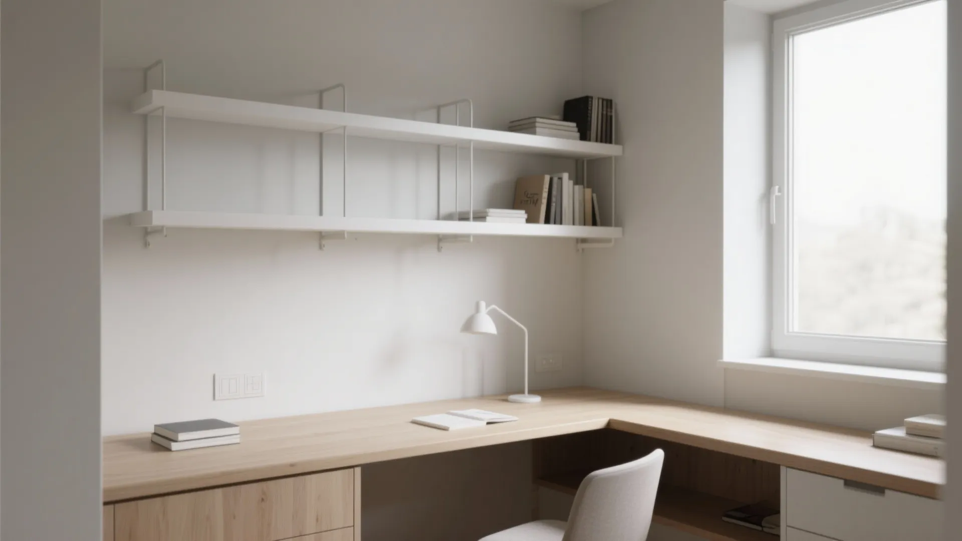 Minimalist shelving for clean surfaces