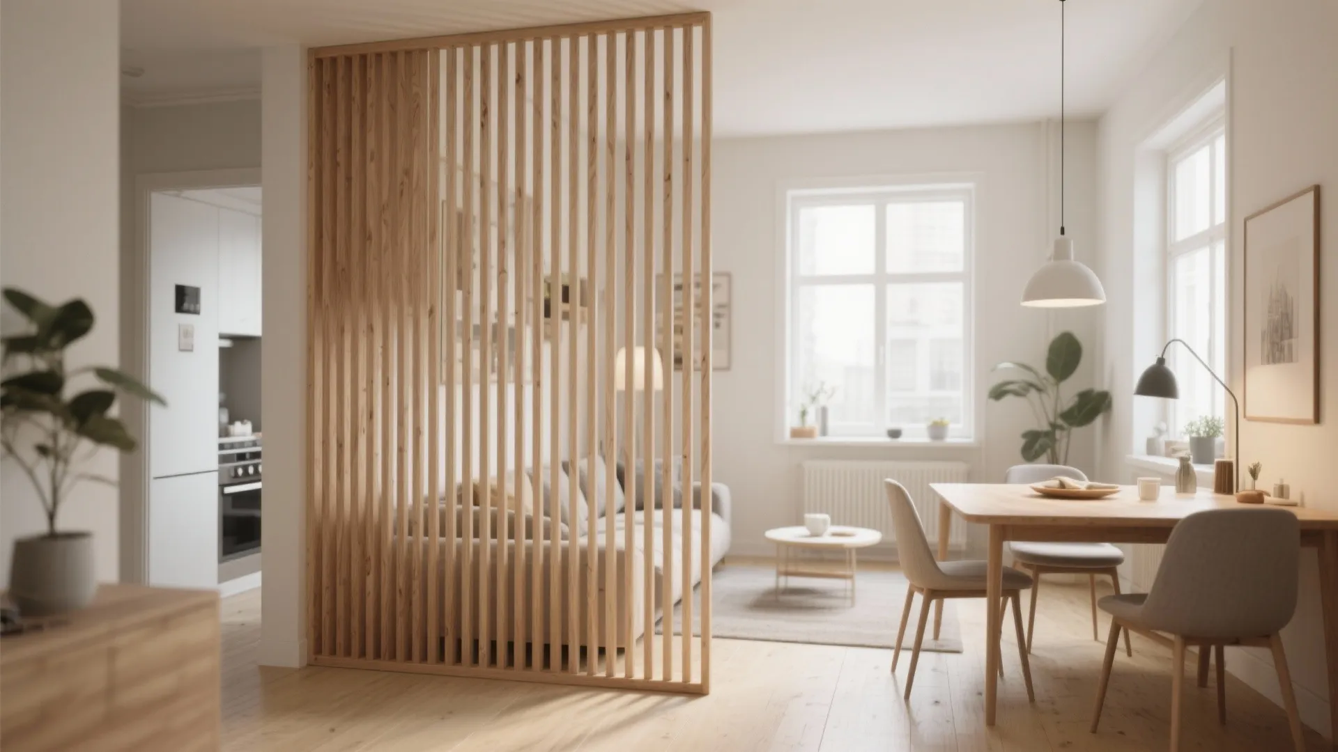 Minimalist Slatted Wood Divider