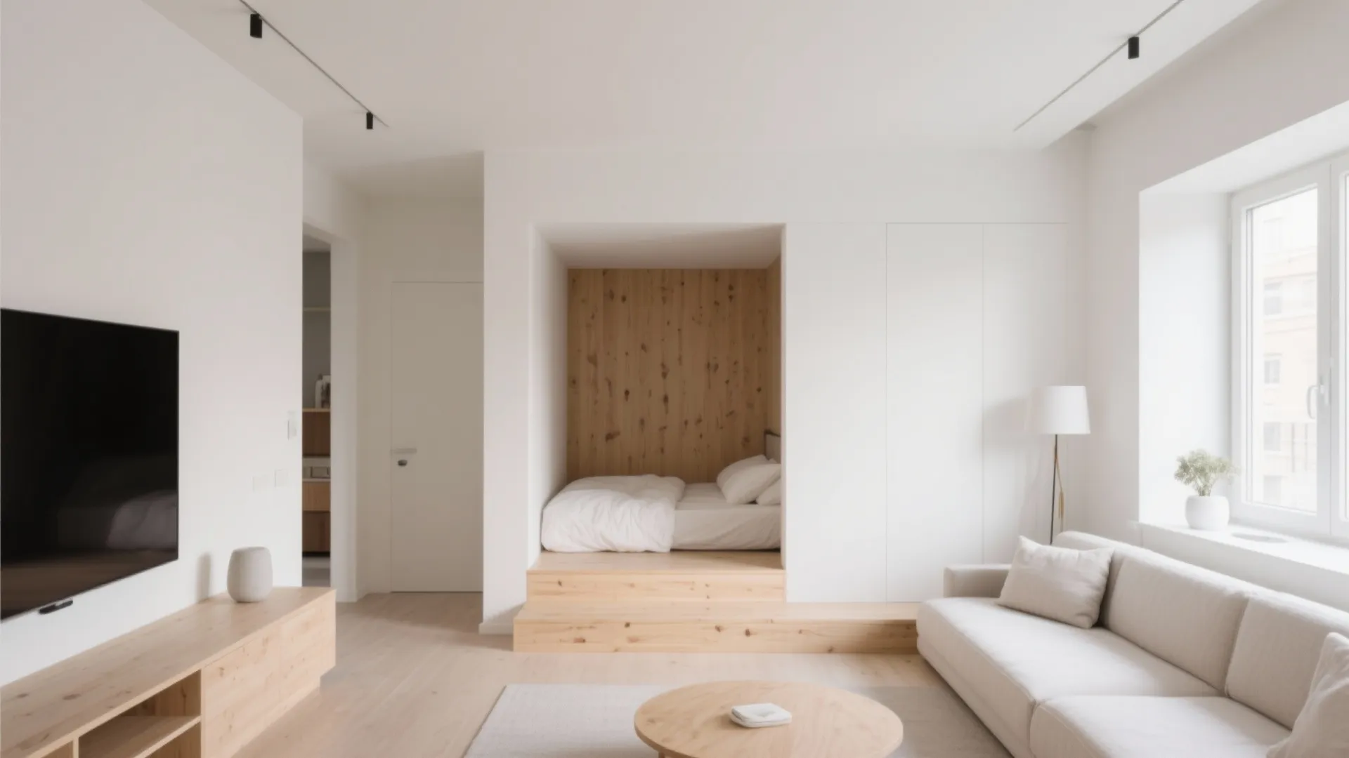Minimalist Sleeping Nook in the Living Space