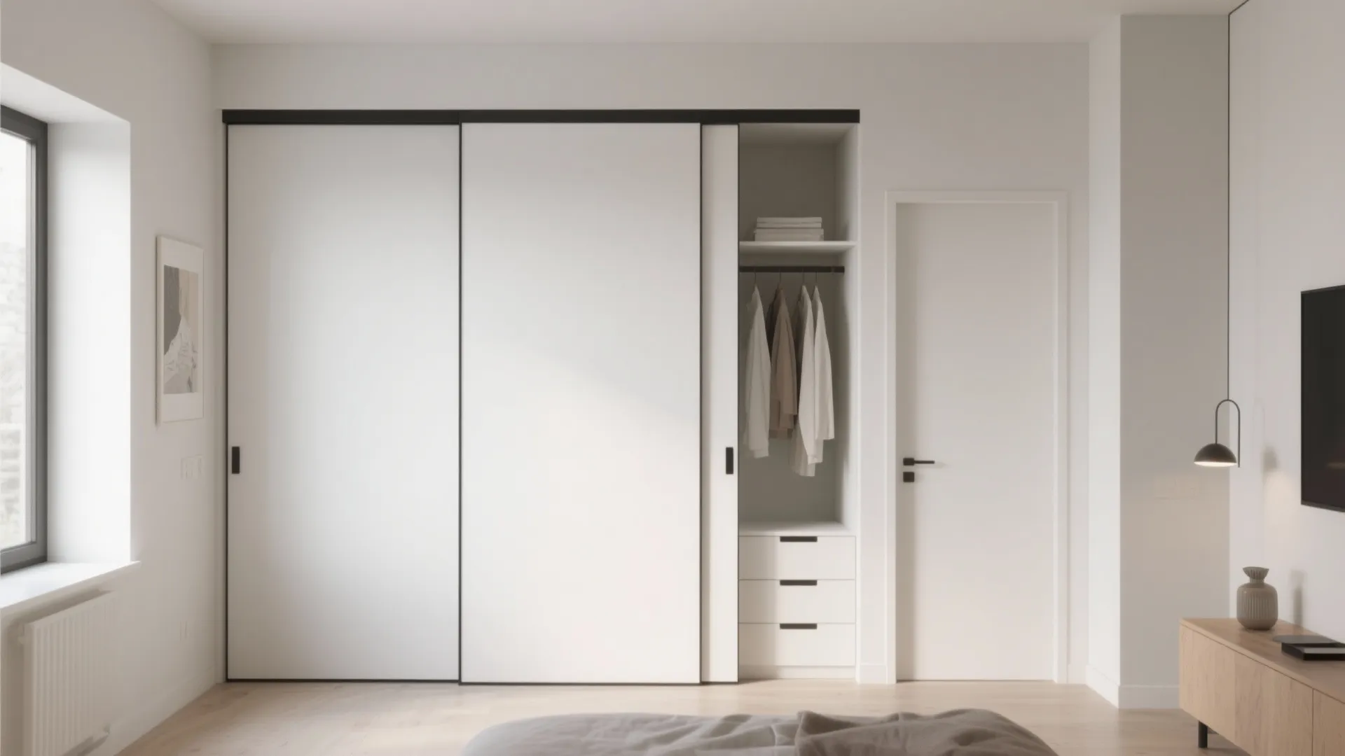 Minimalist sliding-door wardrobe