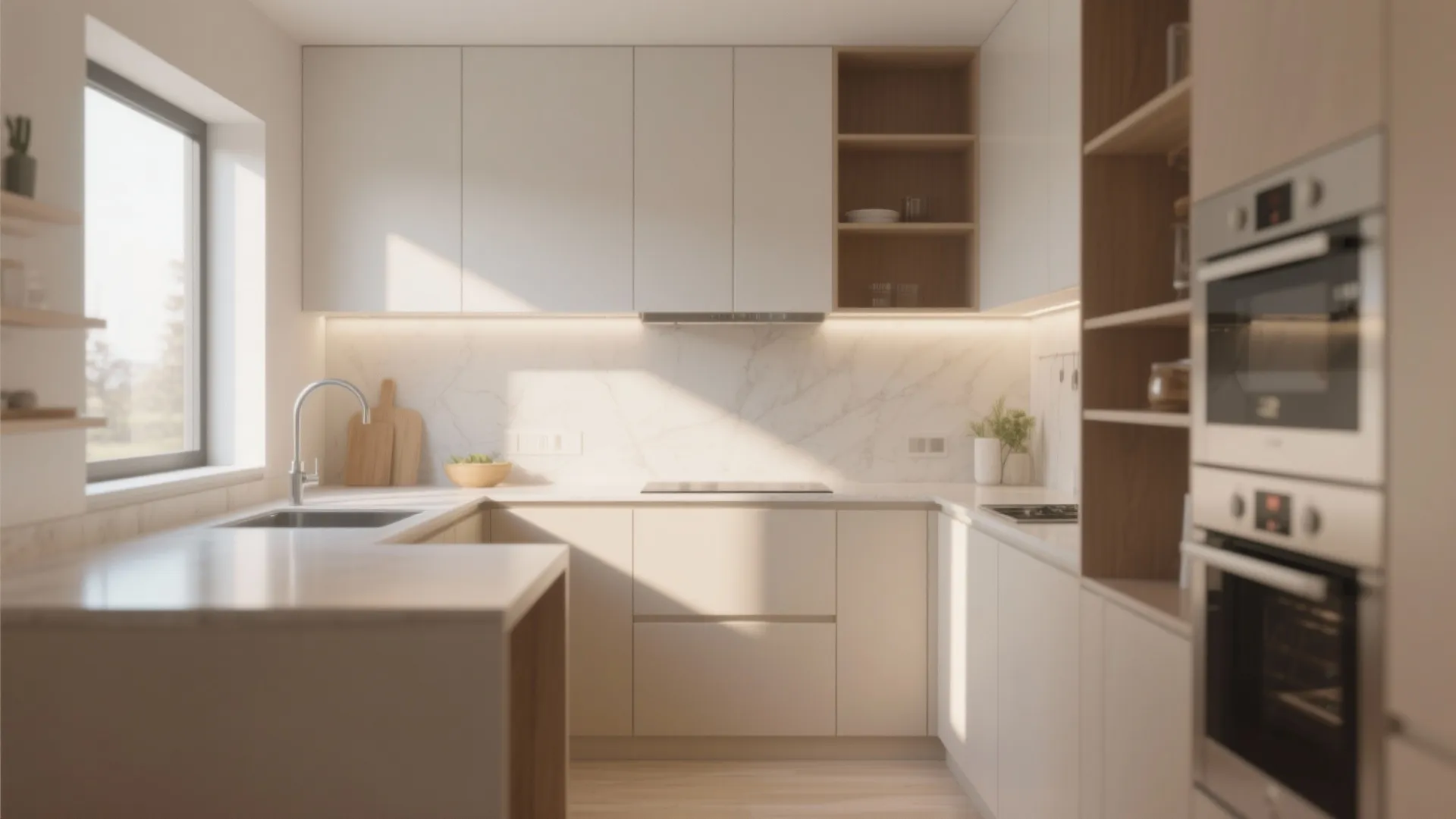 Minimalist small kitchen with clutter-free counters